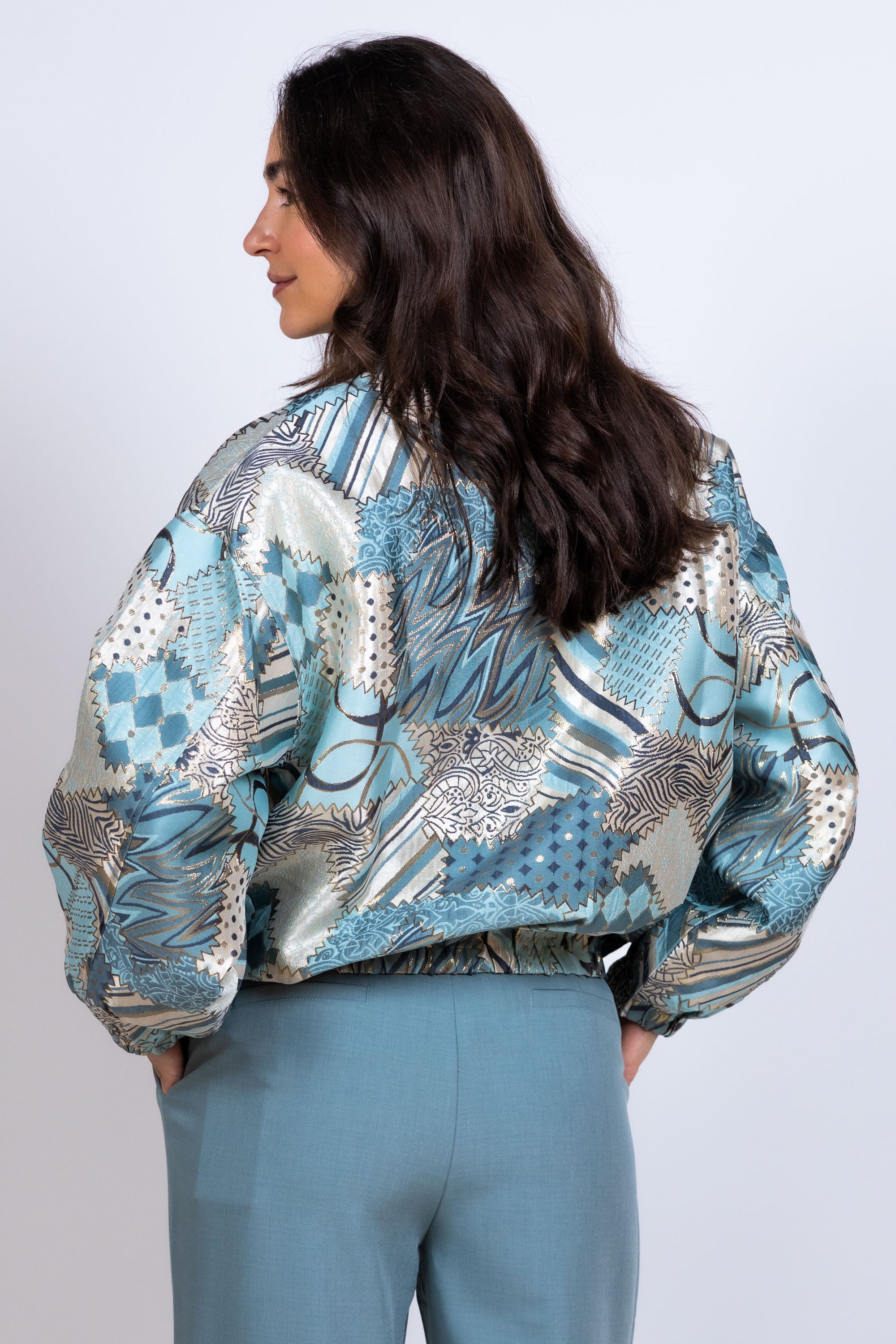 Bomberjack met print - Mint