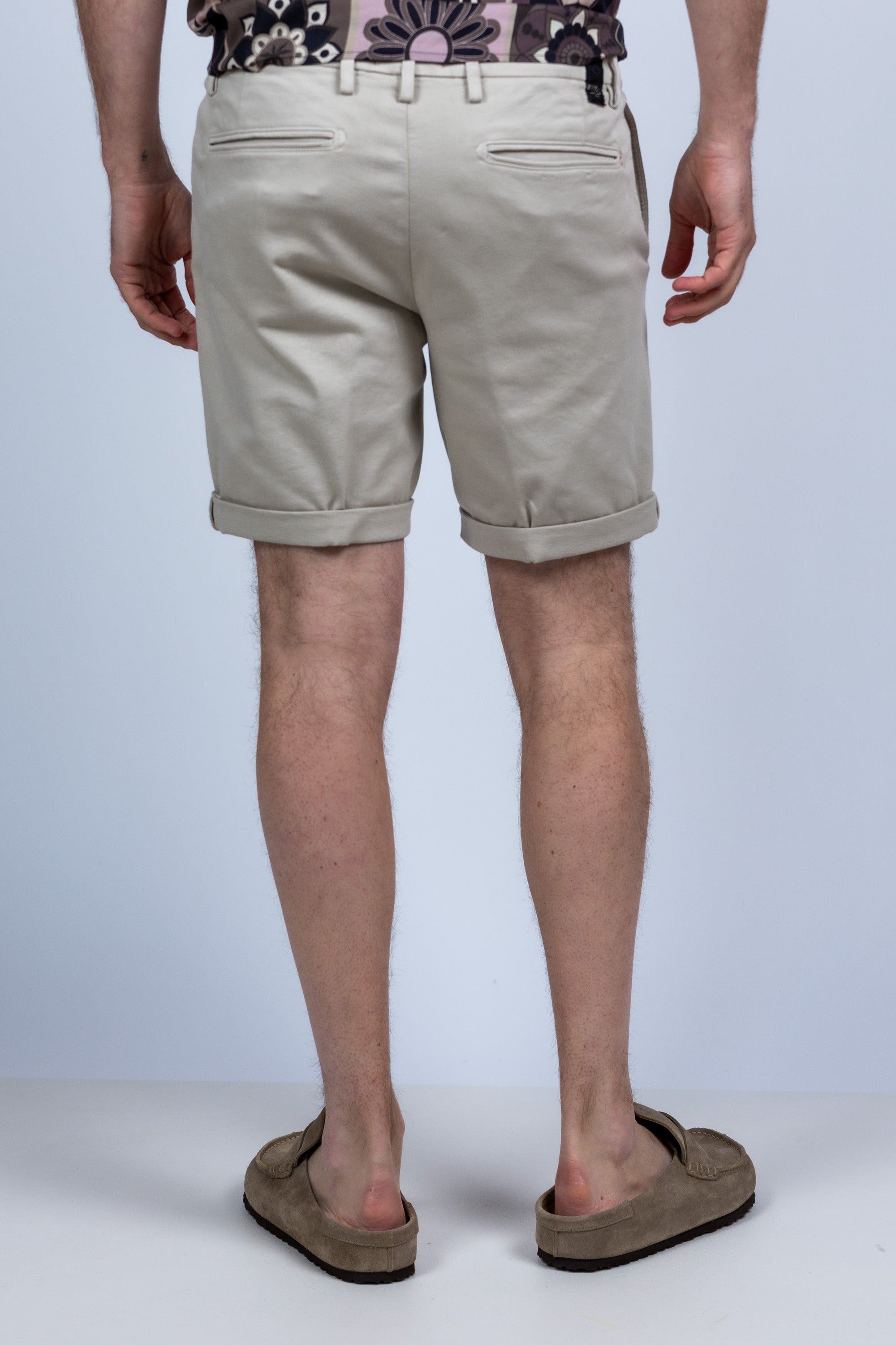 Korte broek met omslag - Beige