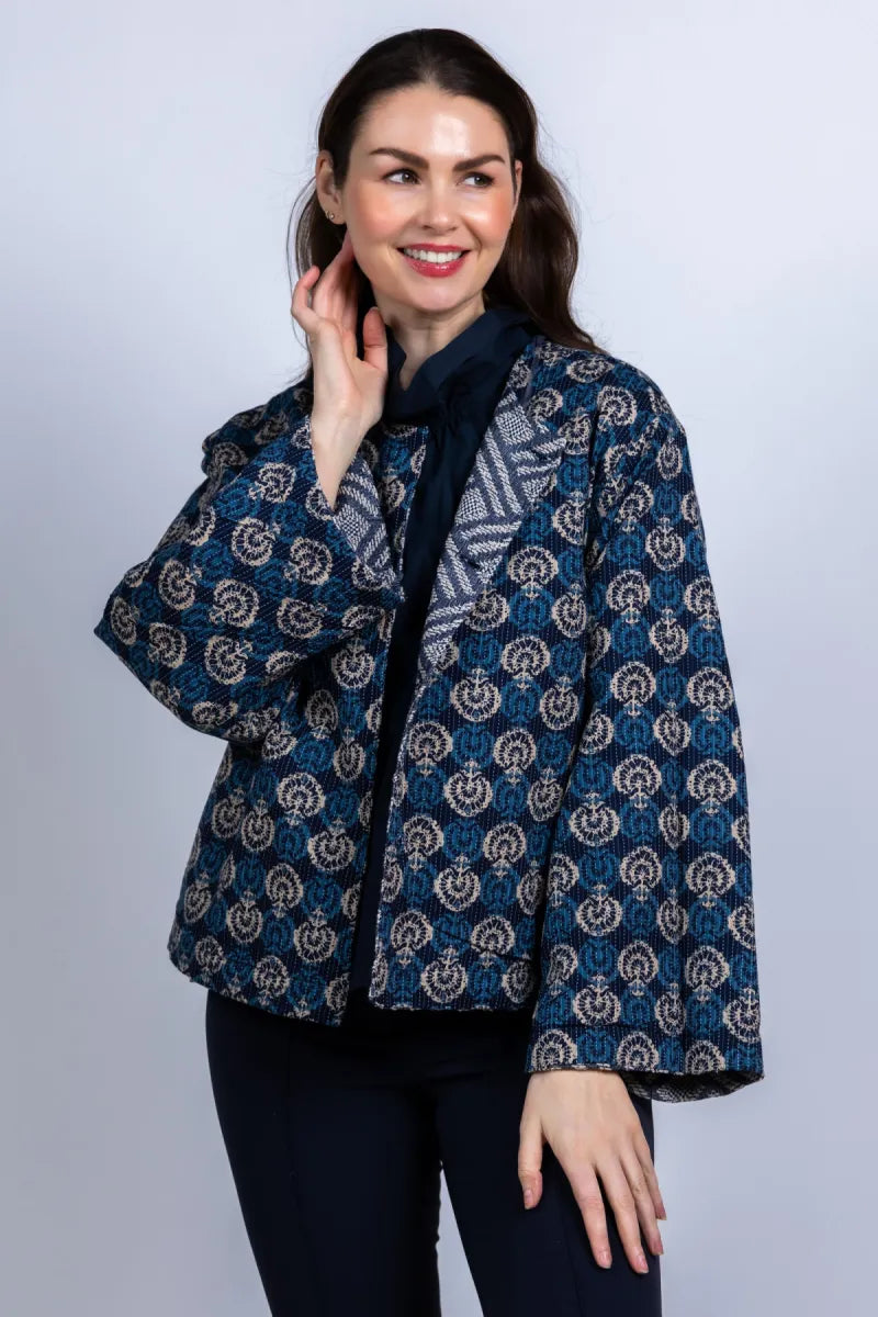 SUMMUM SUMMUM 1s1284-12411 Reversible jasje met borduursels - Marine