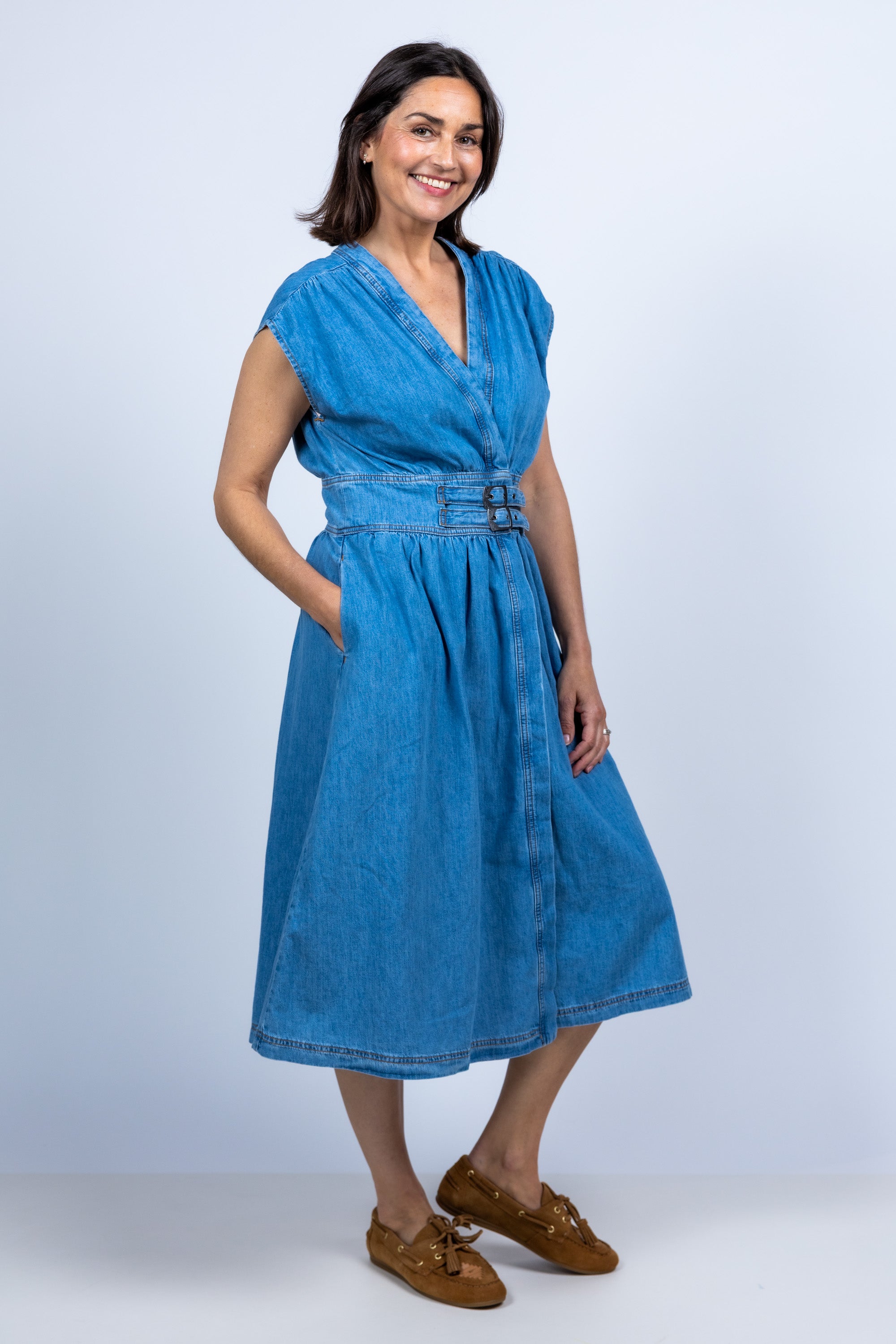 Jurk met ceintuur - Licht jeans