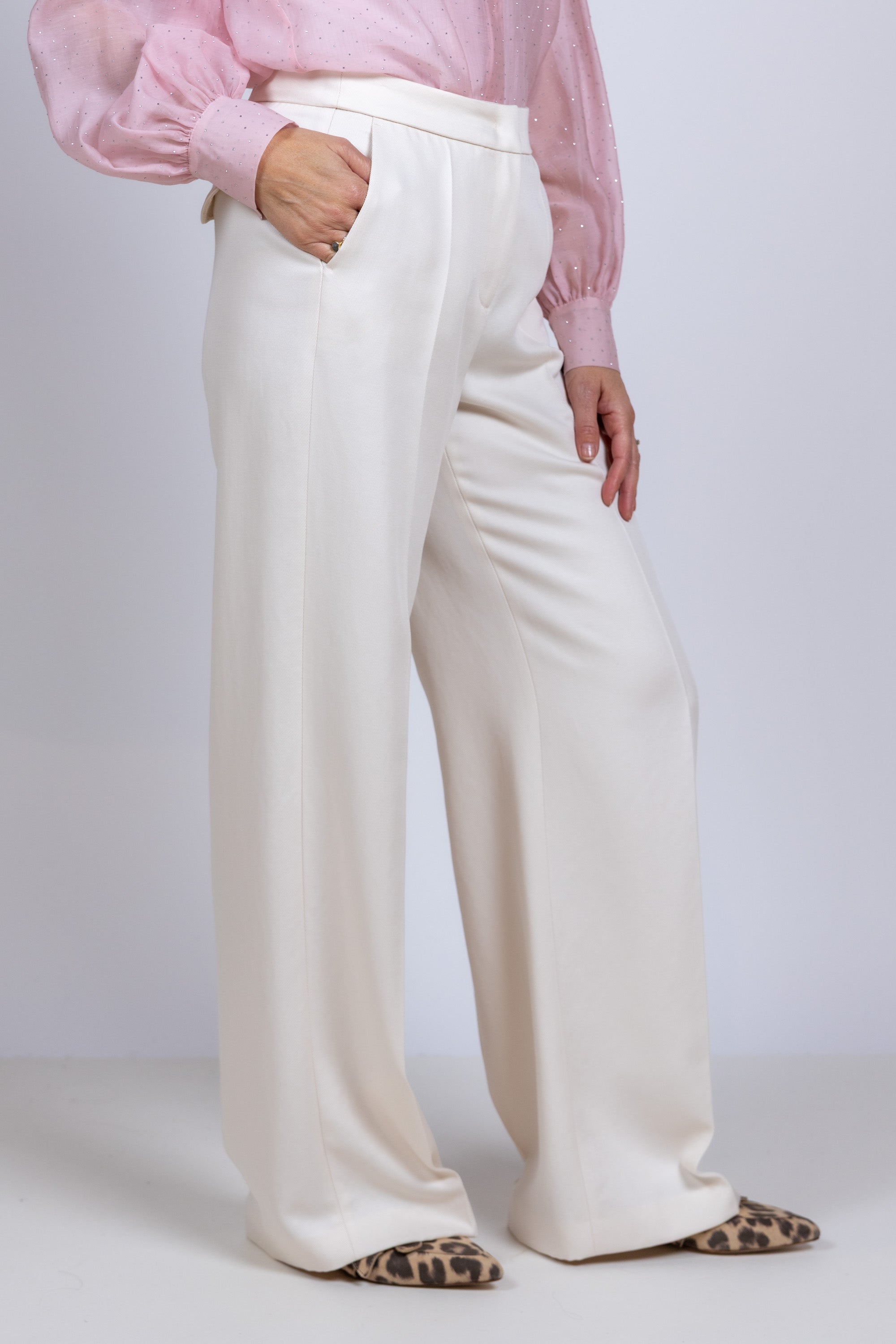Wijde pantalon - Ecru