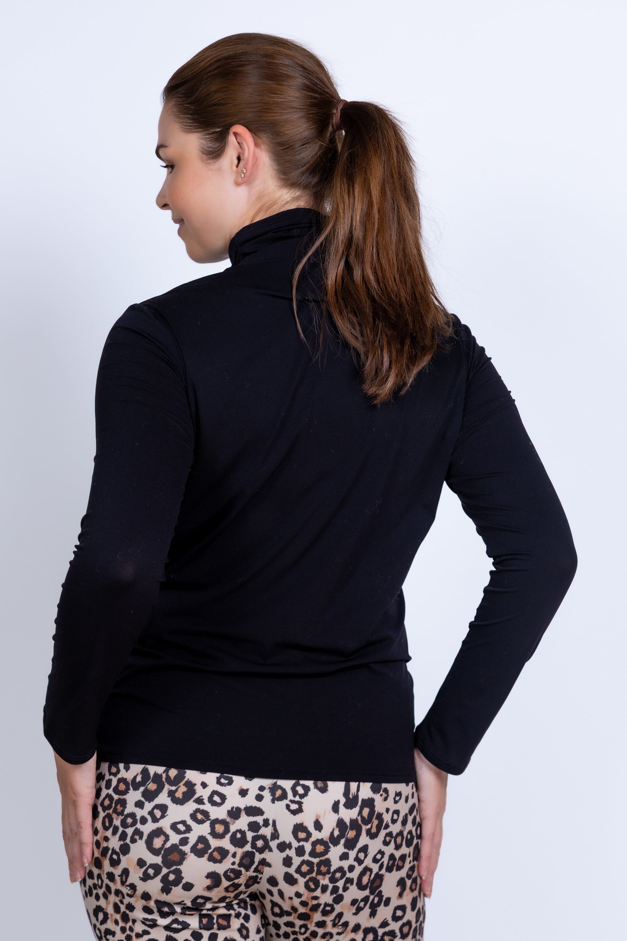 Col t-shirt - Zwart