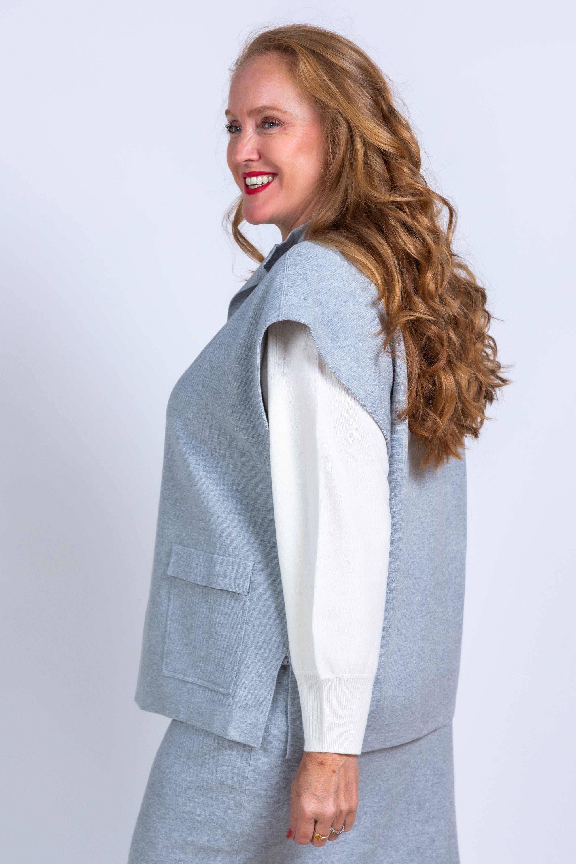 Gilet met knoop - Lichtgrijs