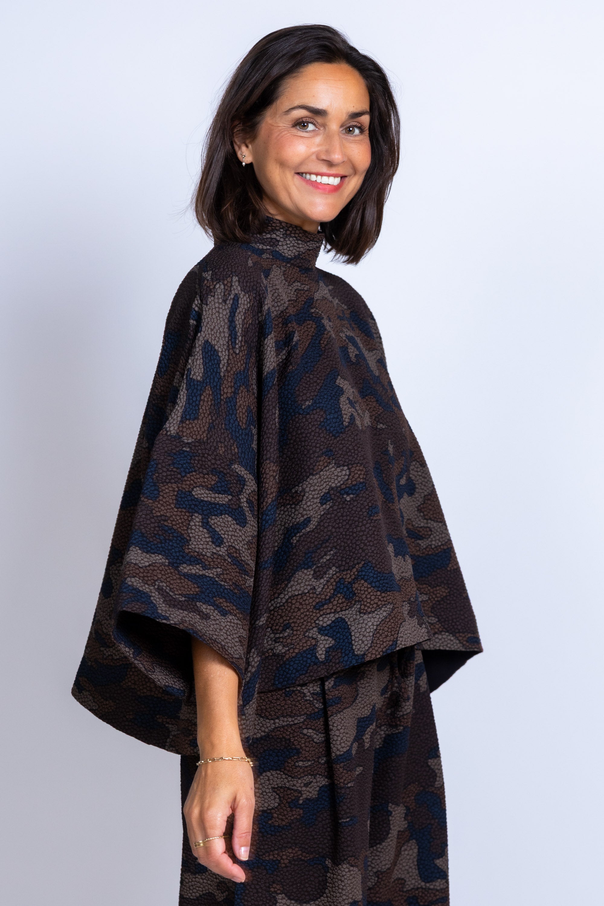 Blouse met patroon - Bruin