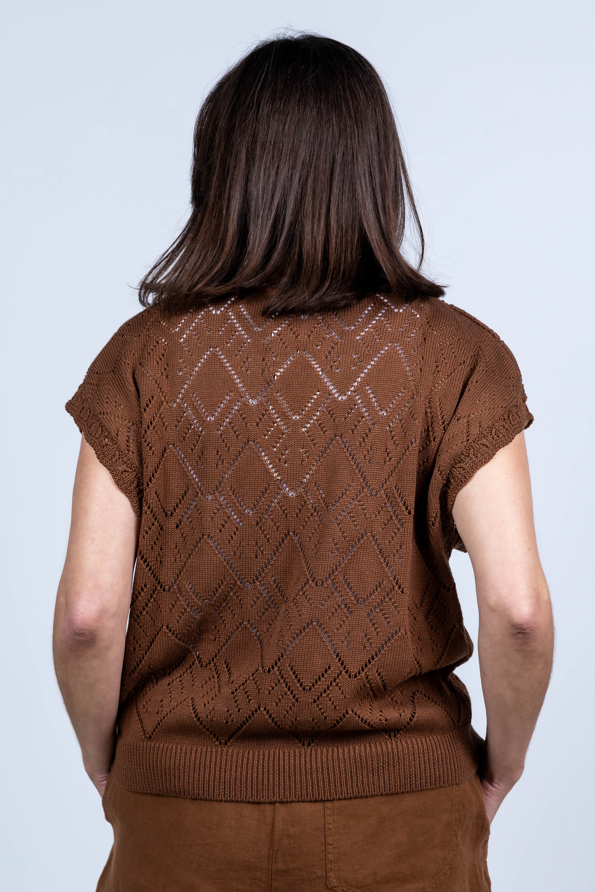 Trui met patroon - Cognac