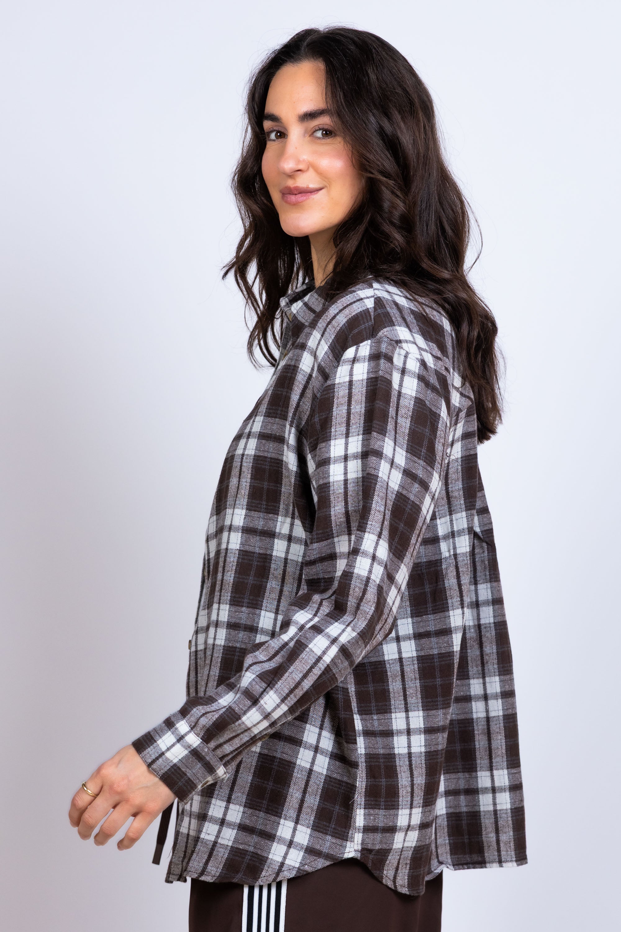 Blouse met ruitdessin - Bruin