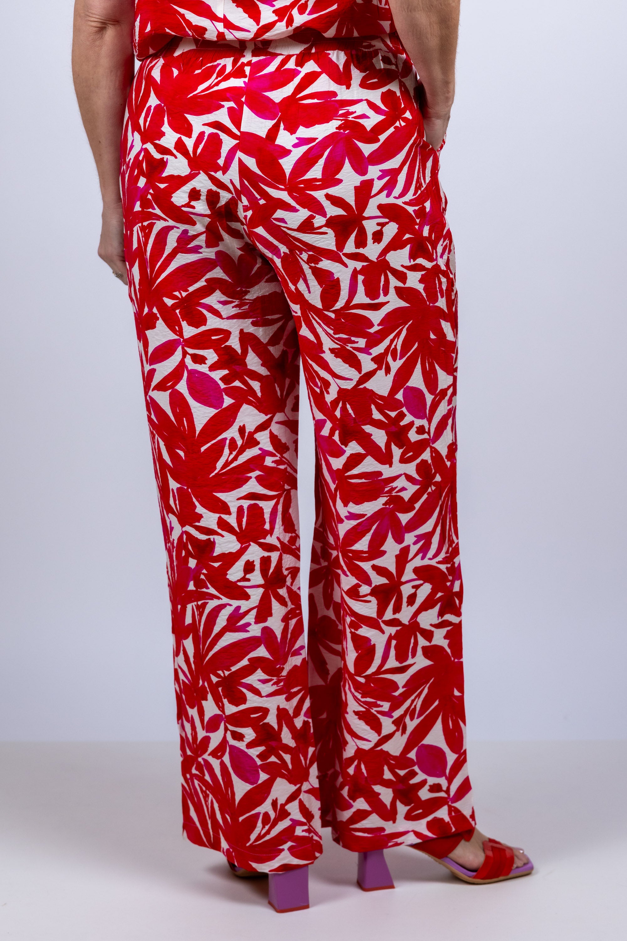 Wijde broek met print - Pink/cyclaam