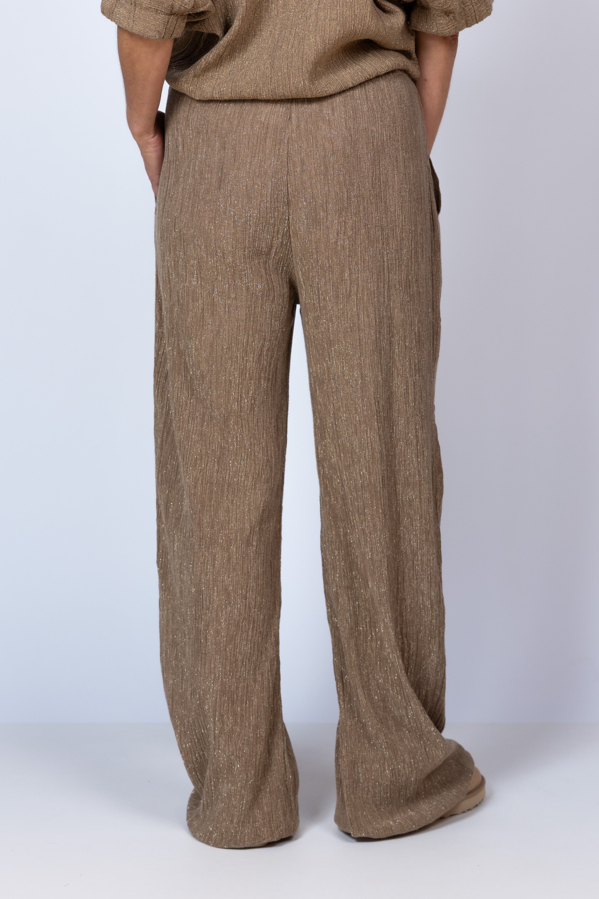 Wijde broek met plissé - Goud