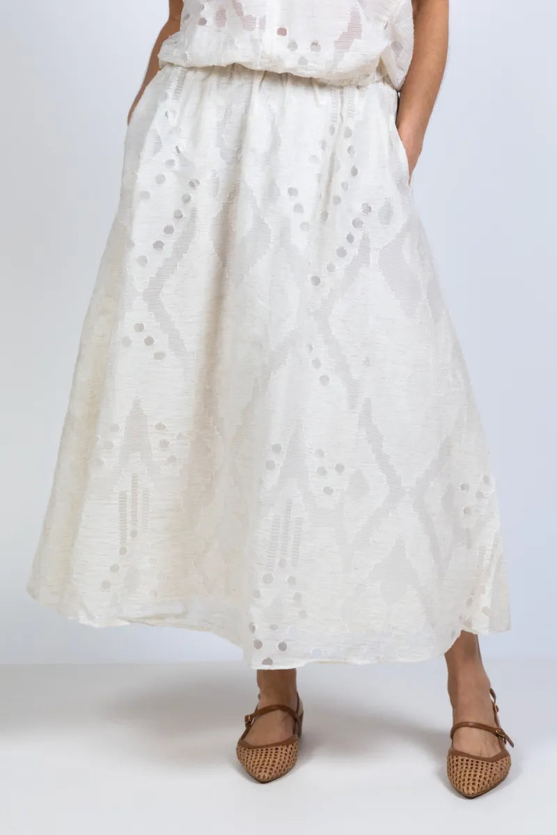 BY-BAR BY-BAR JUTA MIST SKIRT BY-BAR JUTA MIST SKIRT Rok met dessin - Ecru