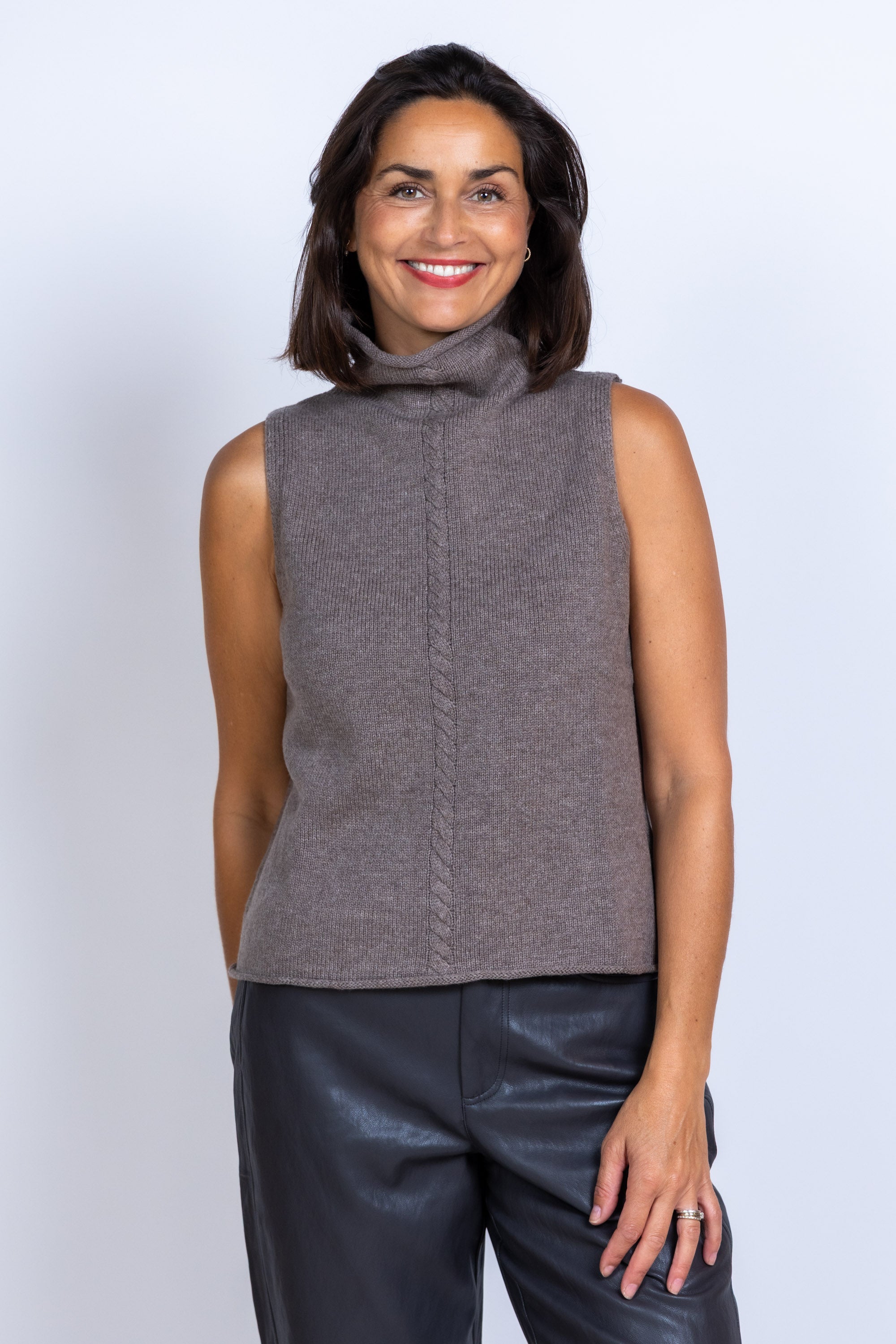 Mouwloze coltrui - Taupe