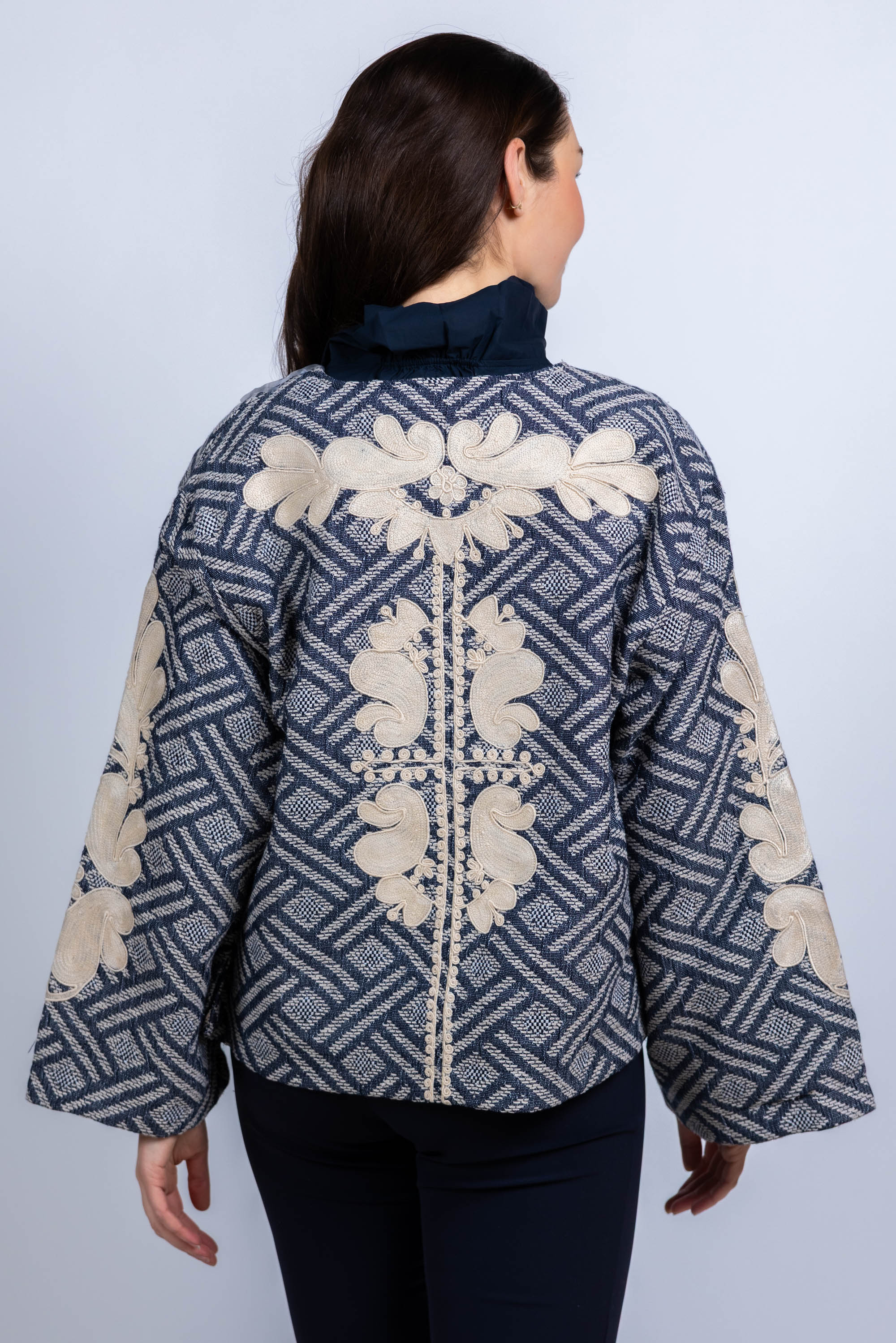 Reversible jasje met borduursels - Marine