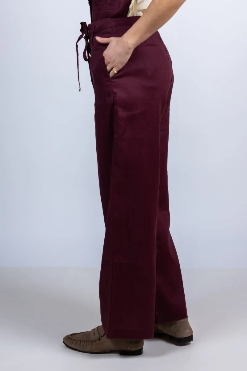 JC SOPHIE JC SOPHIE LOIRE Wijde broek met ceintuur - Burgundy