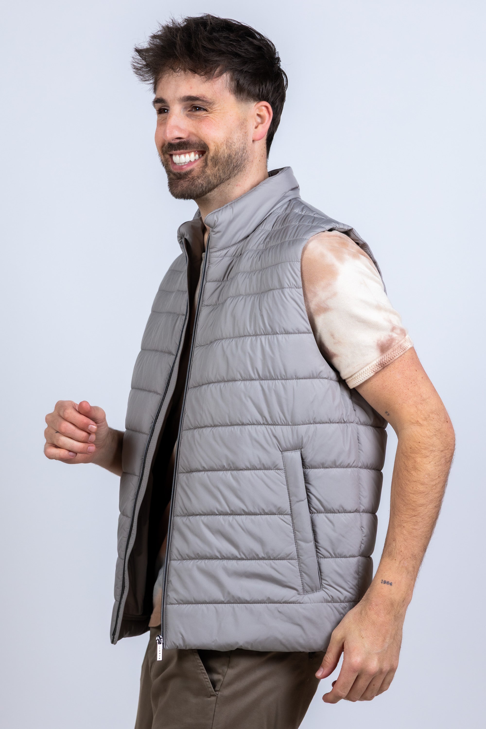 Gewatteerde bodywarmer - Licht taupe