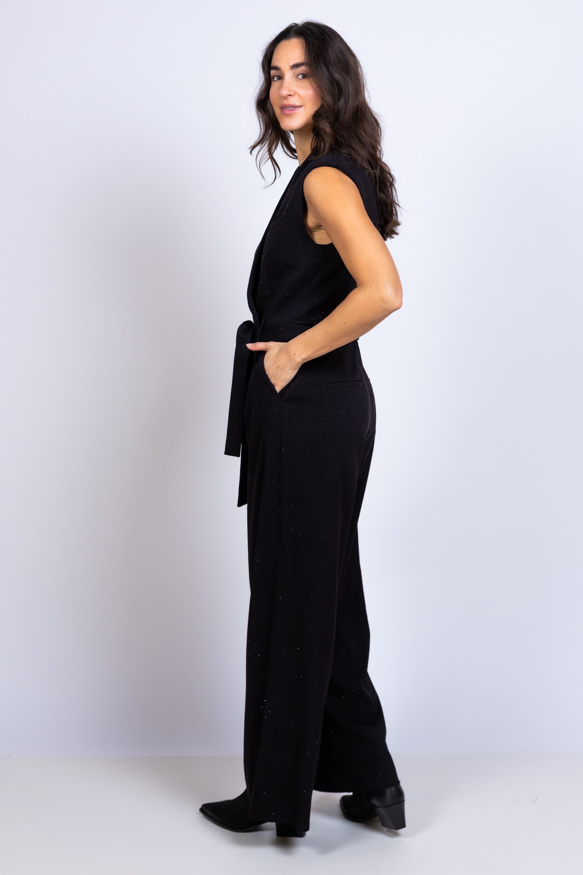 Jumpsuit met ceintuur - Zwart