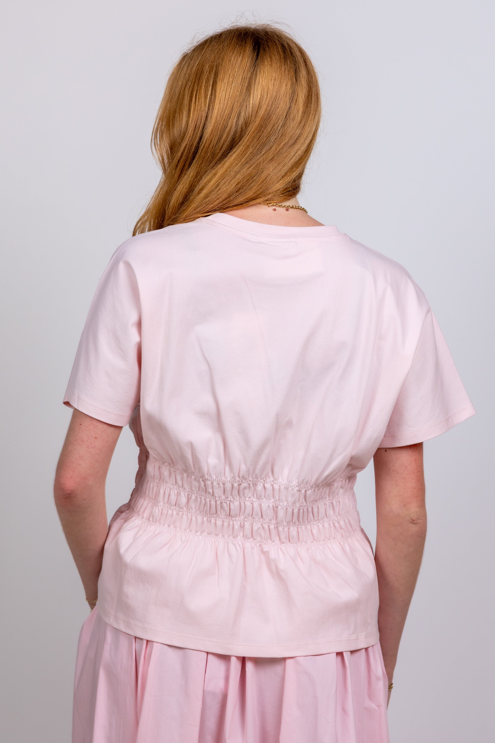 T-shirt met smock - Roze