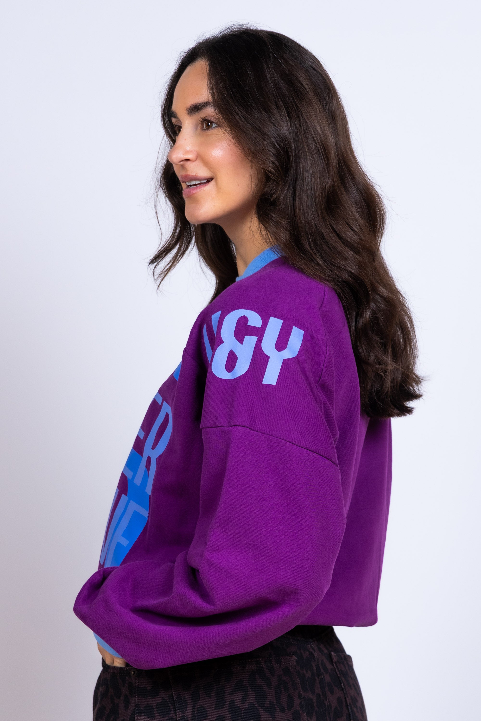 Trui met print - Paarspink