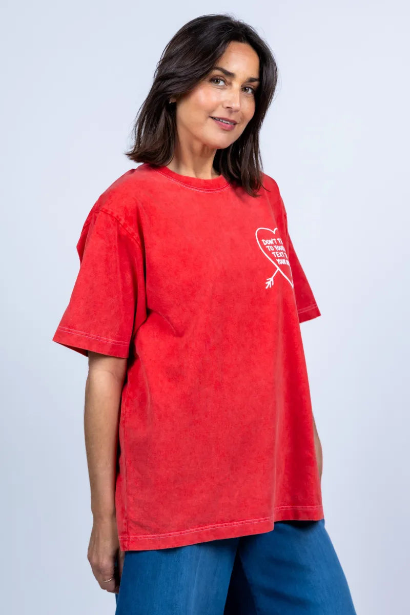 ELITE ELITE 107TEXT-TEE OVER T-shirt met print - Rood