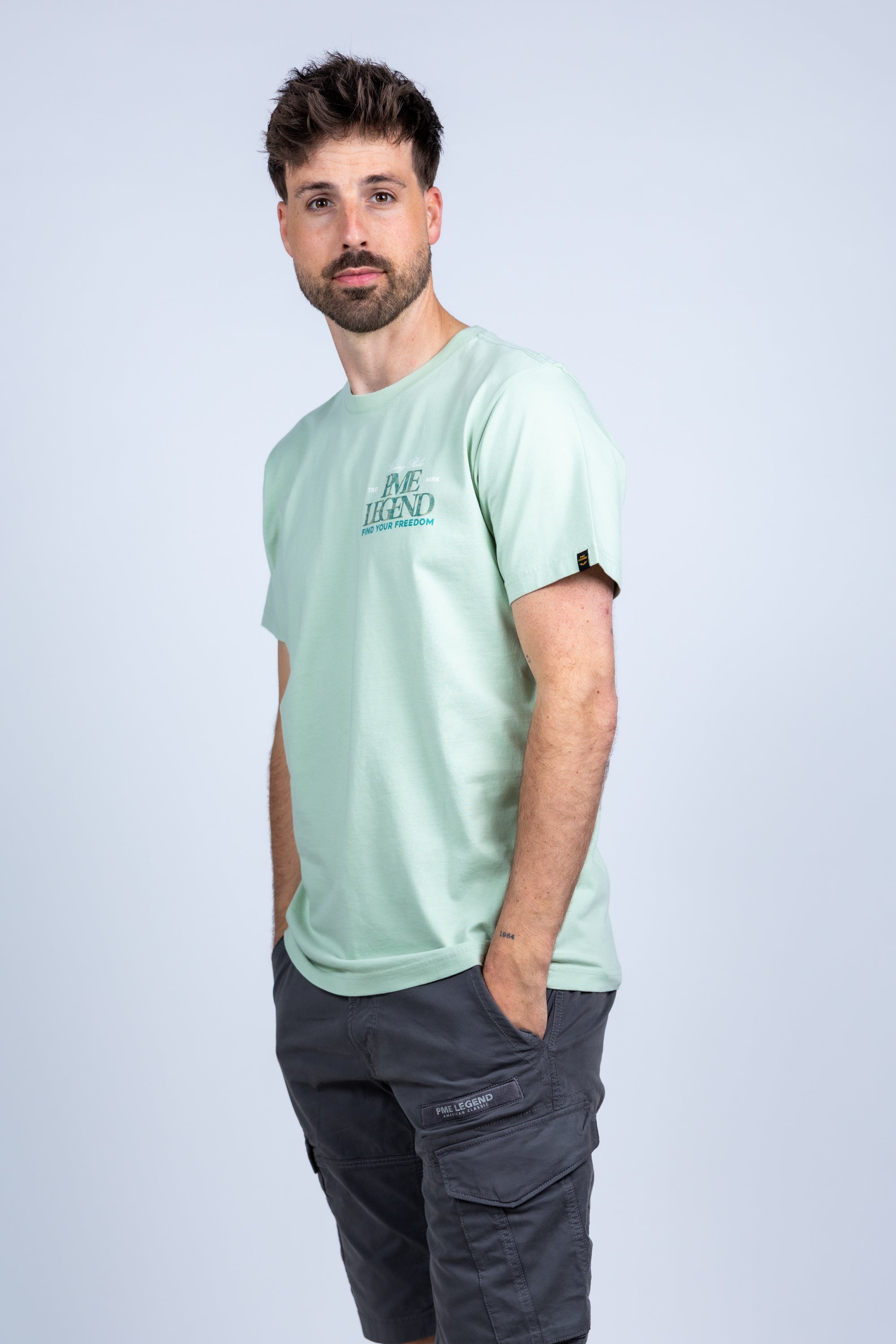 T-shirt met print - Khaki