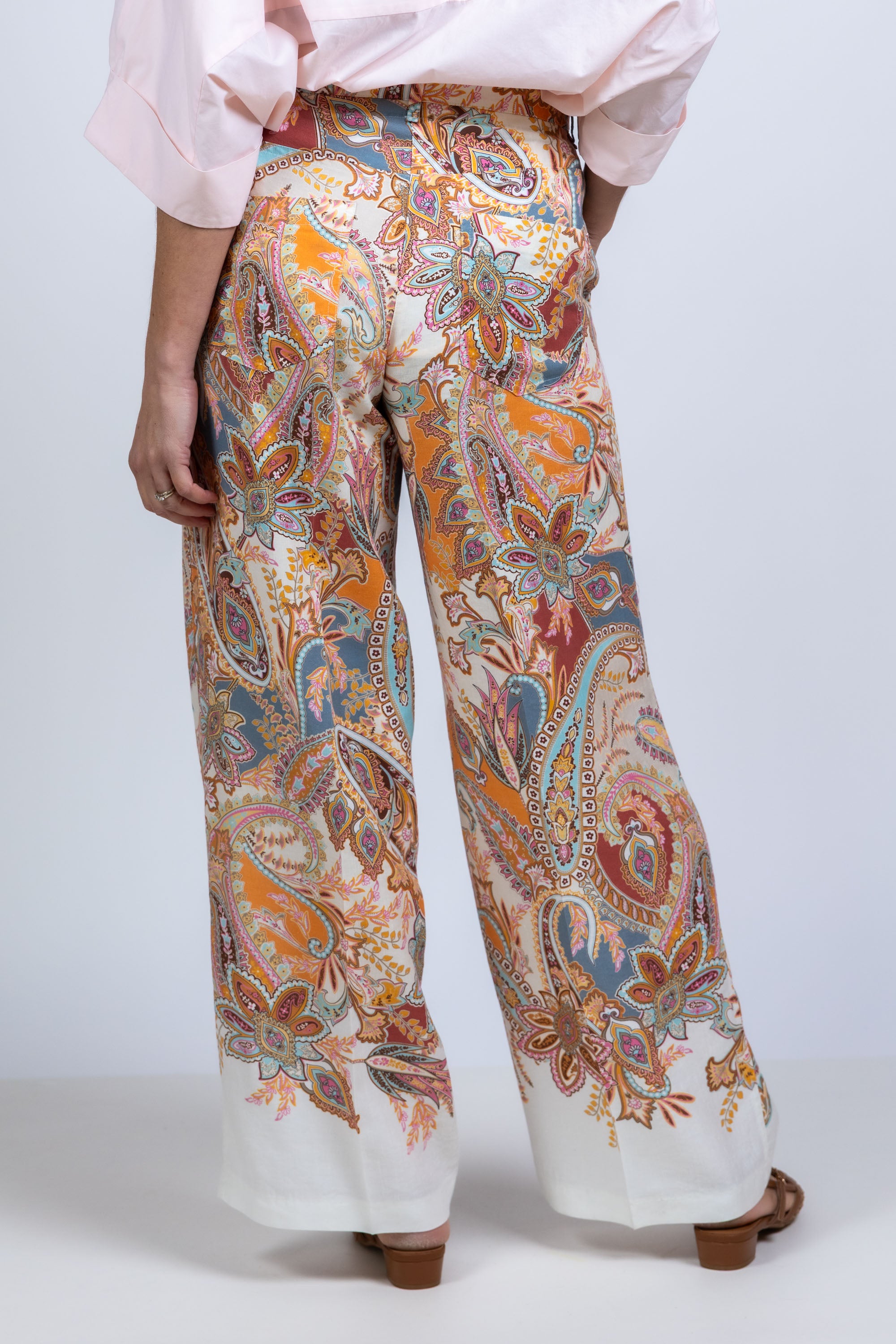 Wijde broek met print - Gebrand oranje