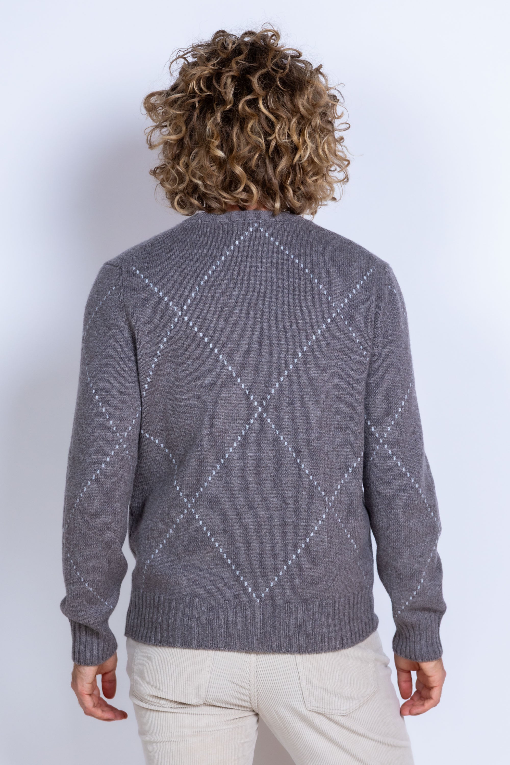 Trui met ruitpatroon - Taupe