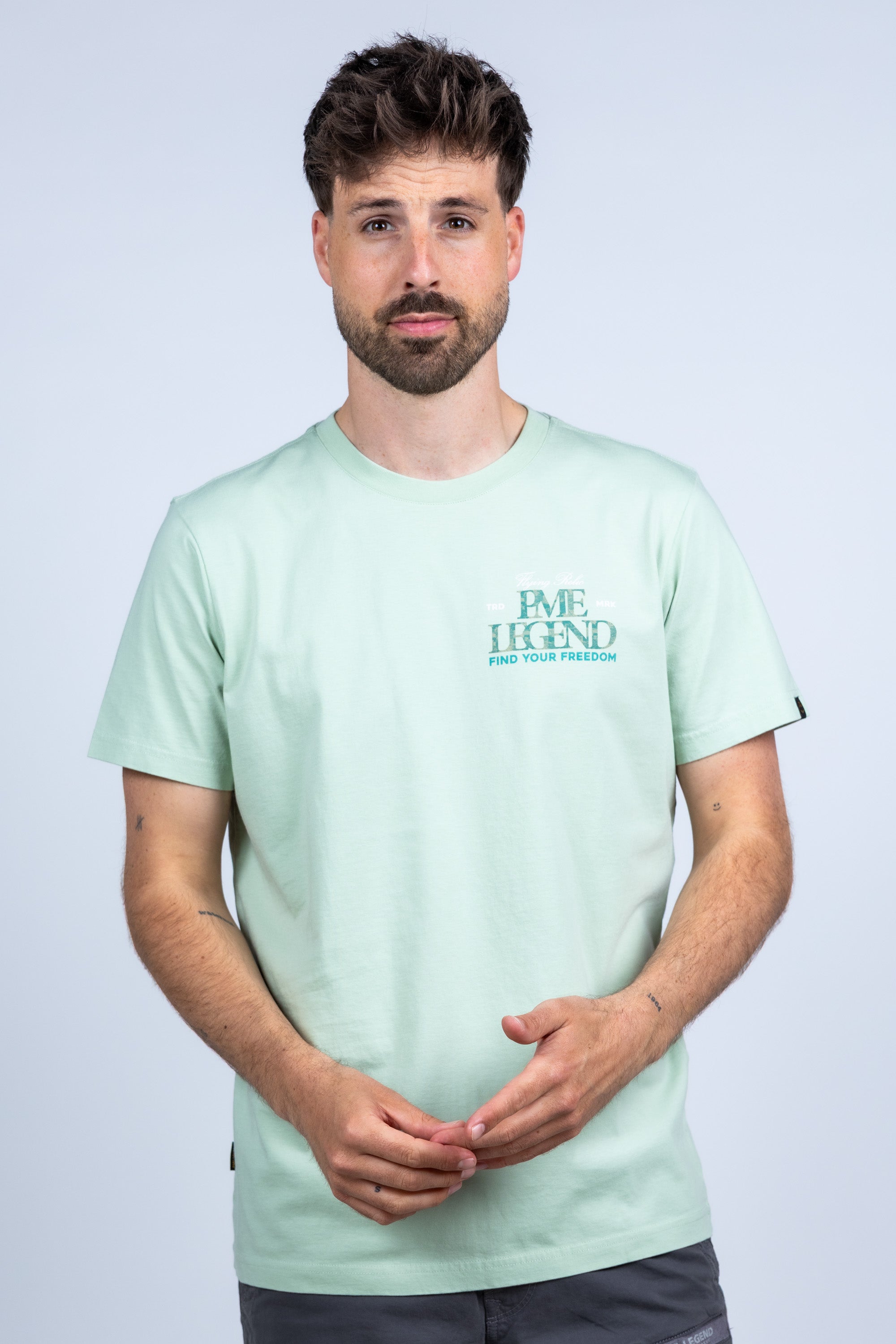 T-shirt met print - Khaki