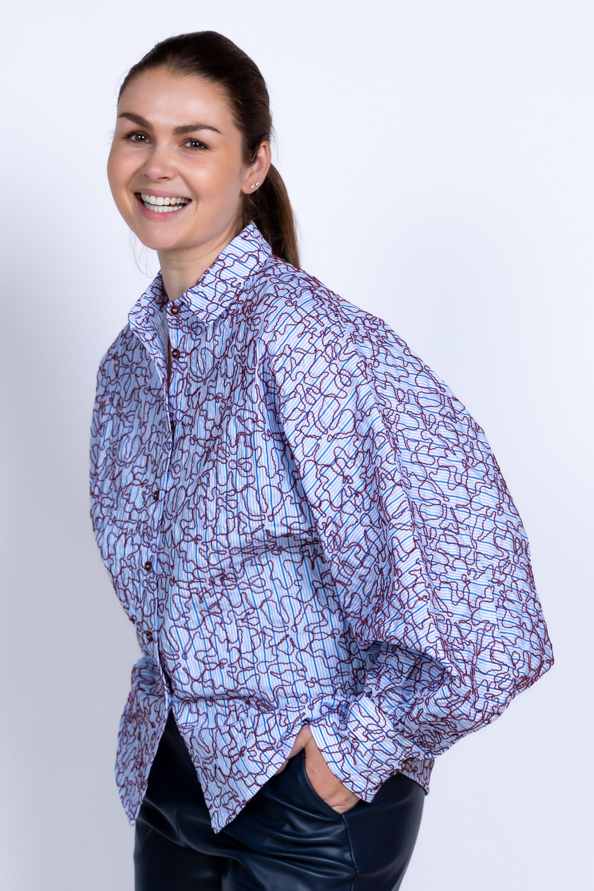 Blouse met print - Bleu
