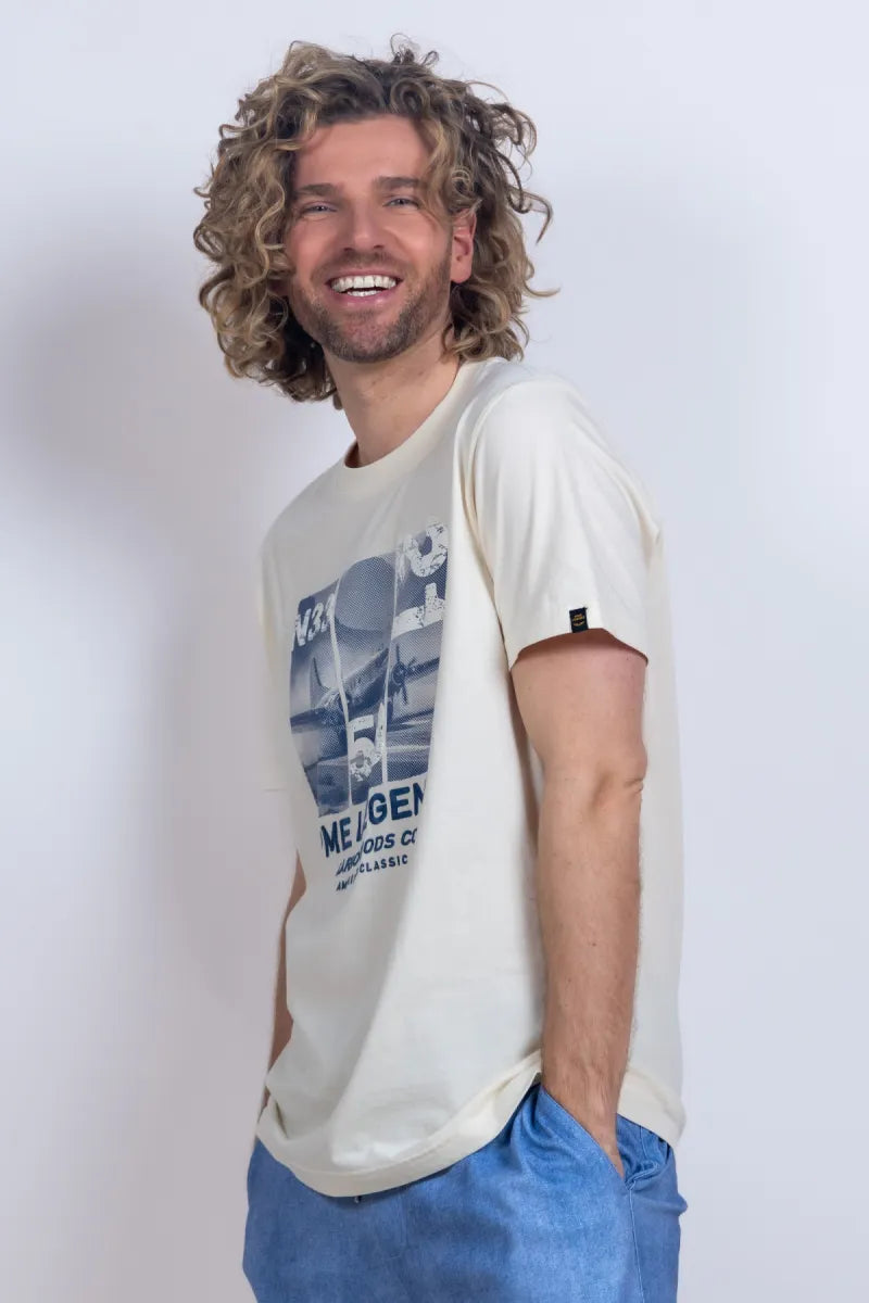 PME PME PTSS2603554 T-shirt met print - Ecru