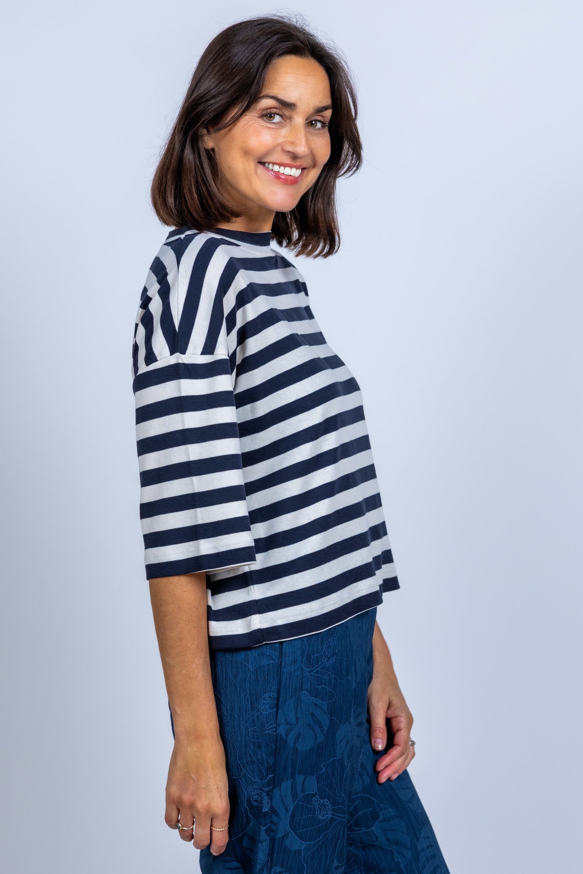 T-shirt met strepen - Marine