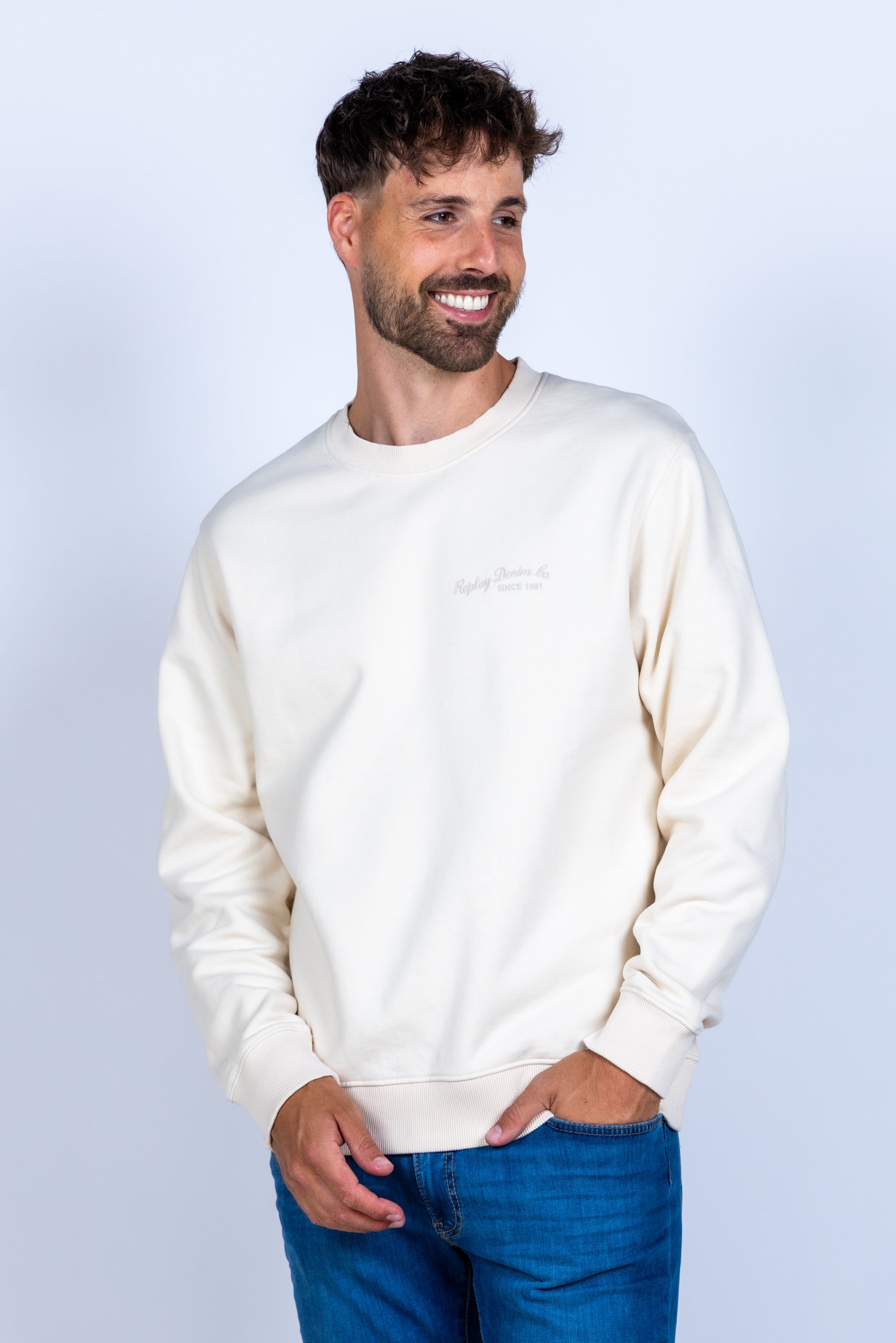 Sweater met ronde hals - Ecru