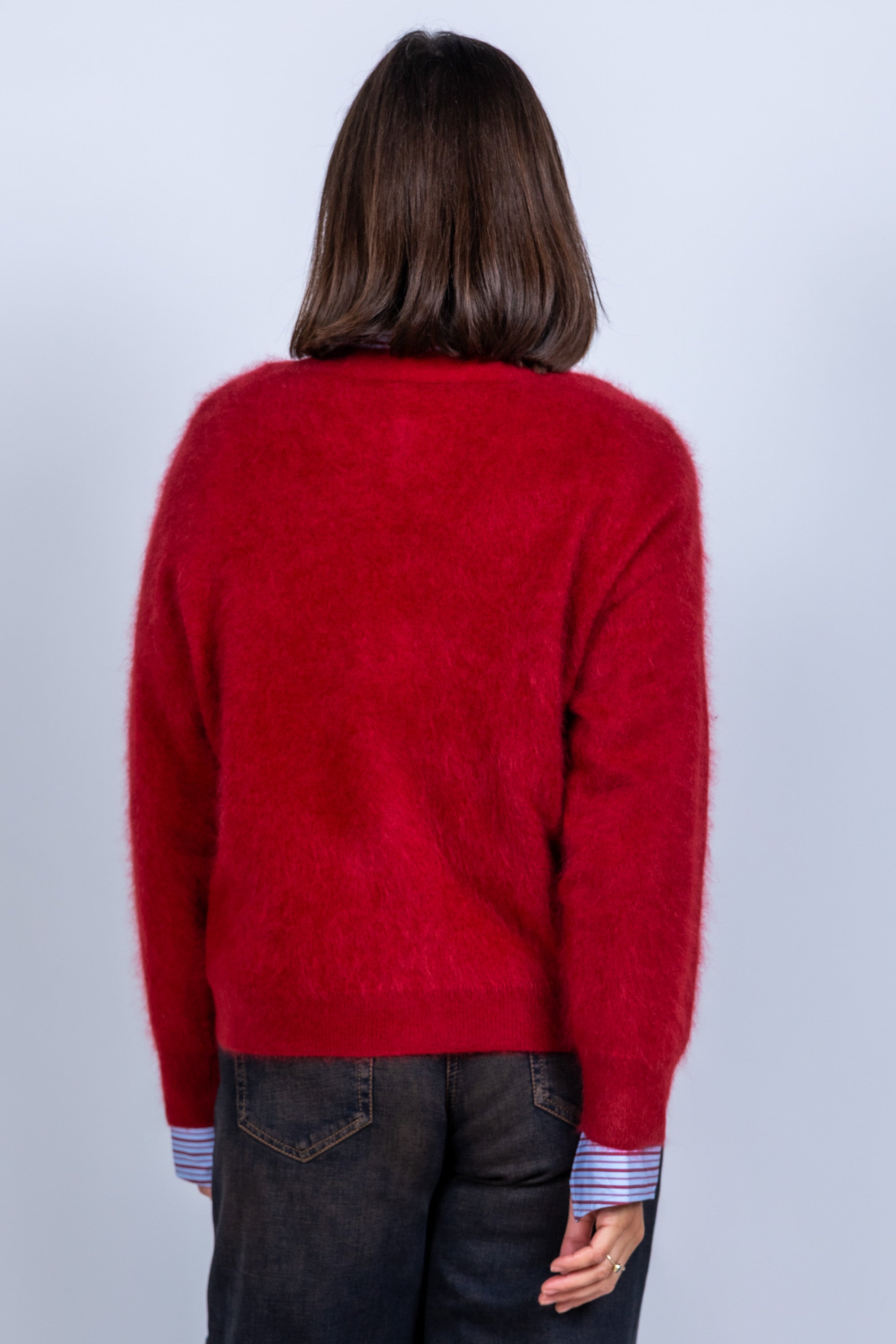 Vest met knopen - Donkerbordeaux