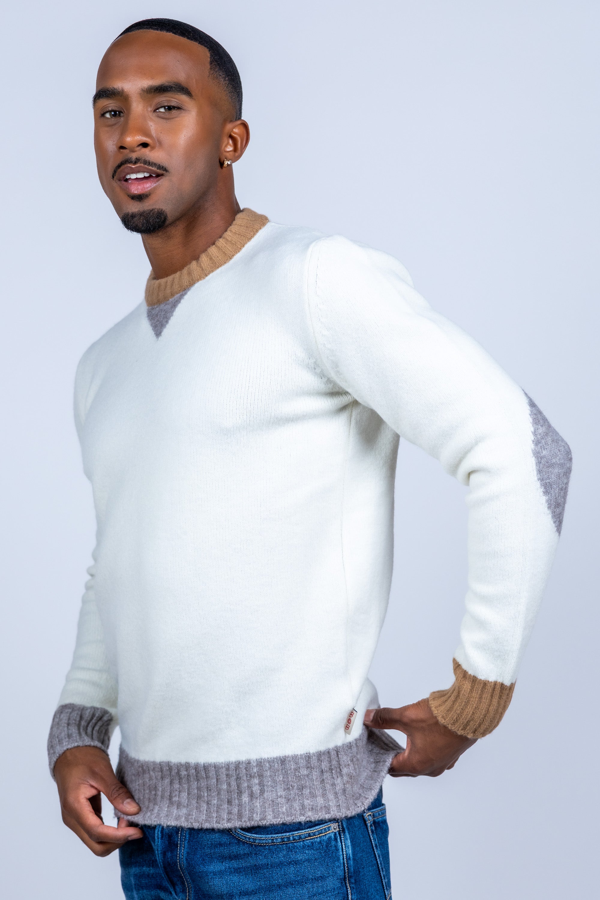 Trui met kleurvlakken - Ecru