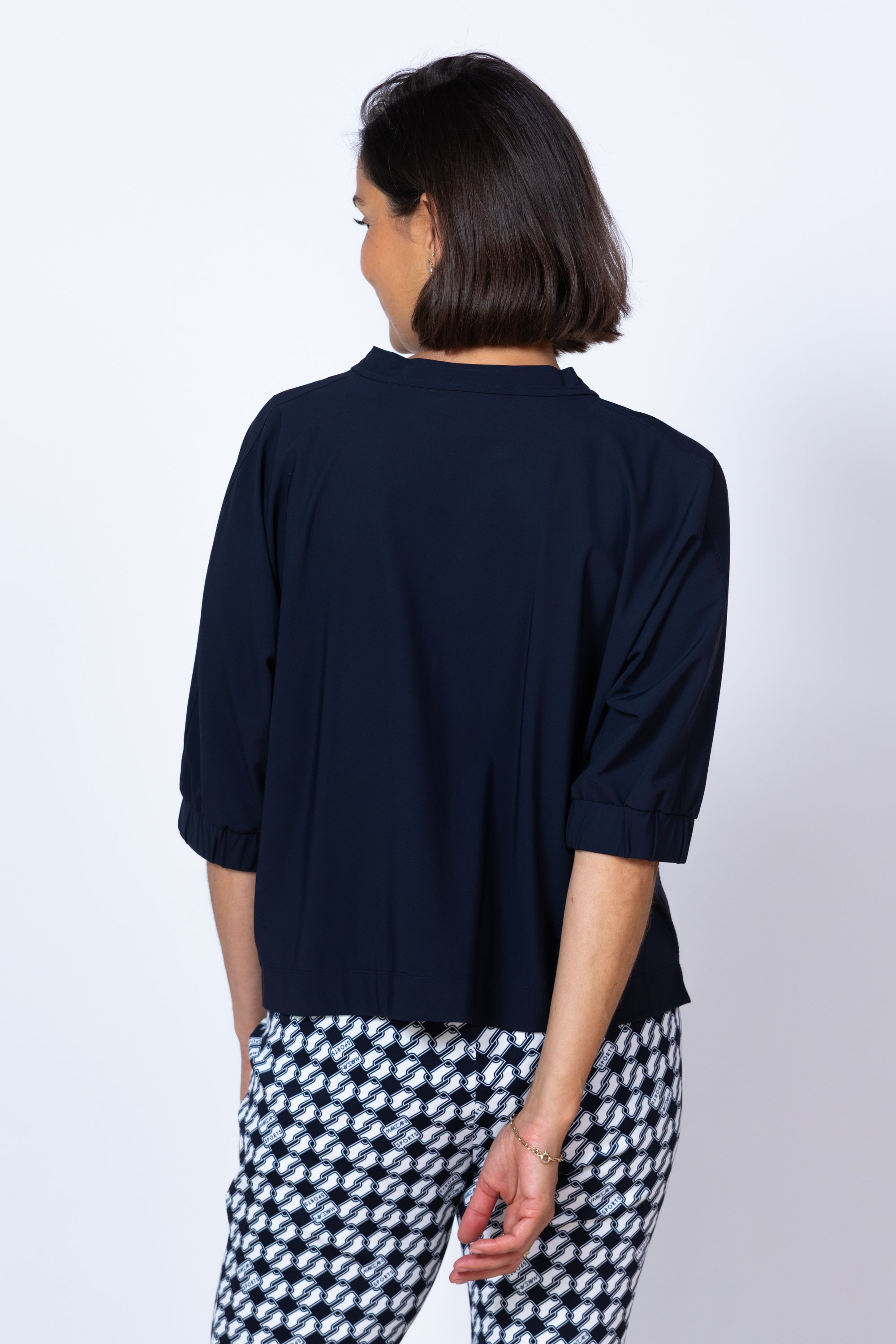 Blouse met strikkoord - Marine