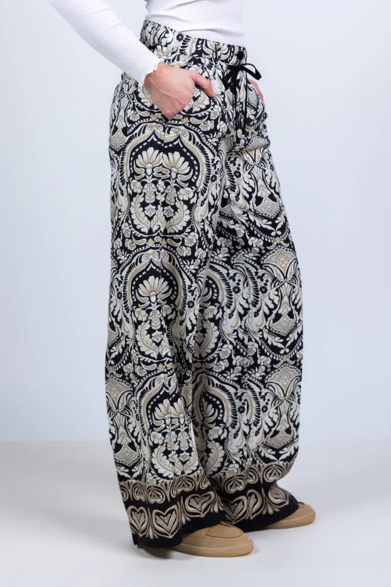 CAMBIO CAMBIO 8730-0414.03 Wijde broek met print - Zwart