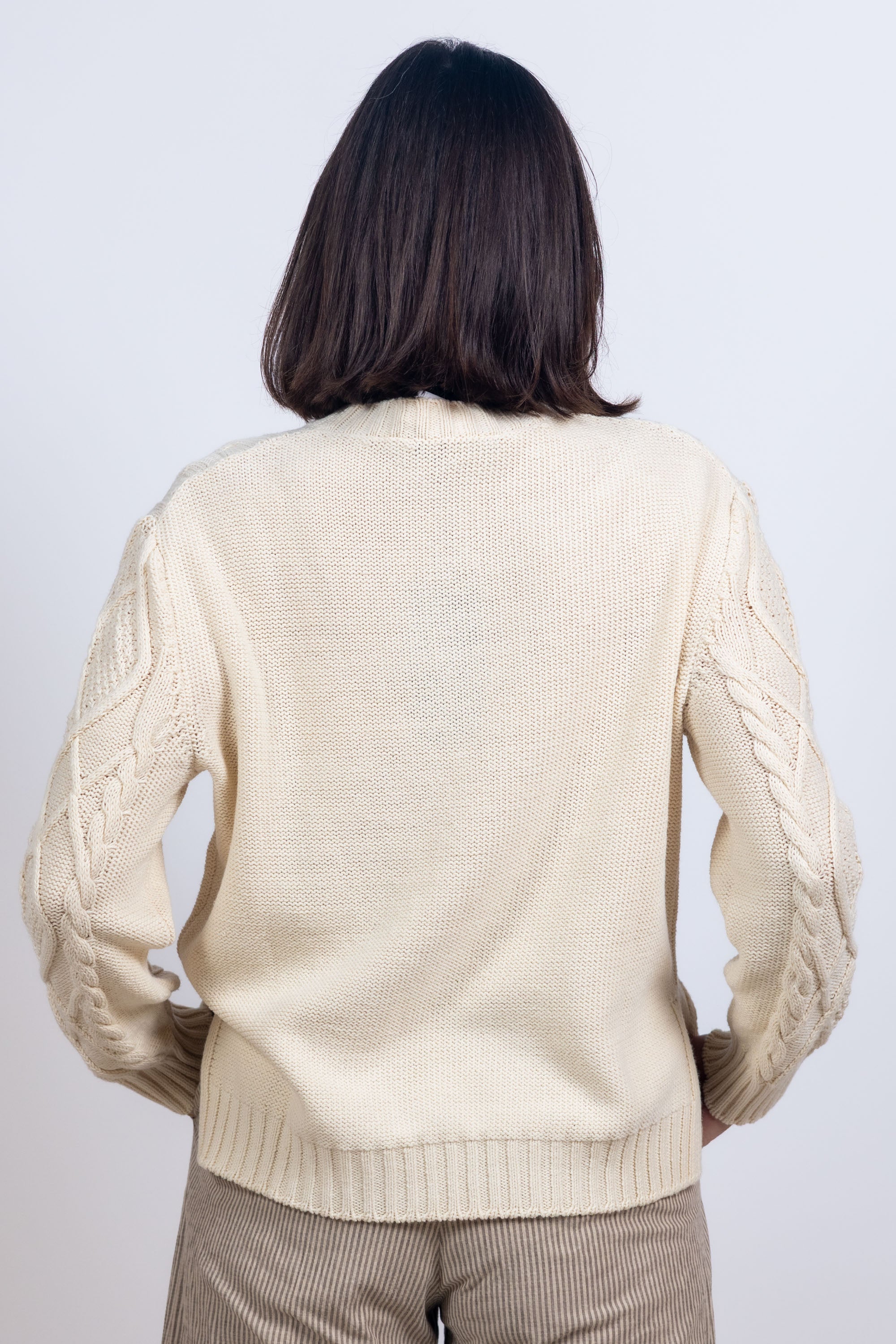 Trui met kabelpatroon - Ecru