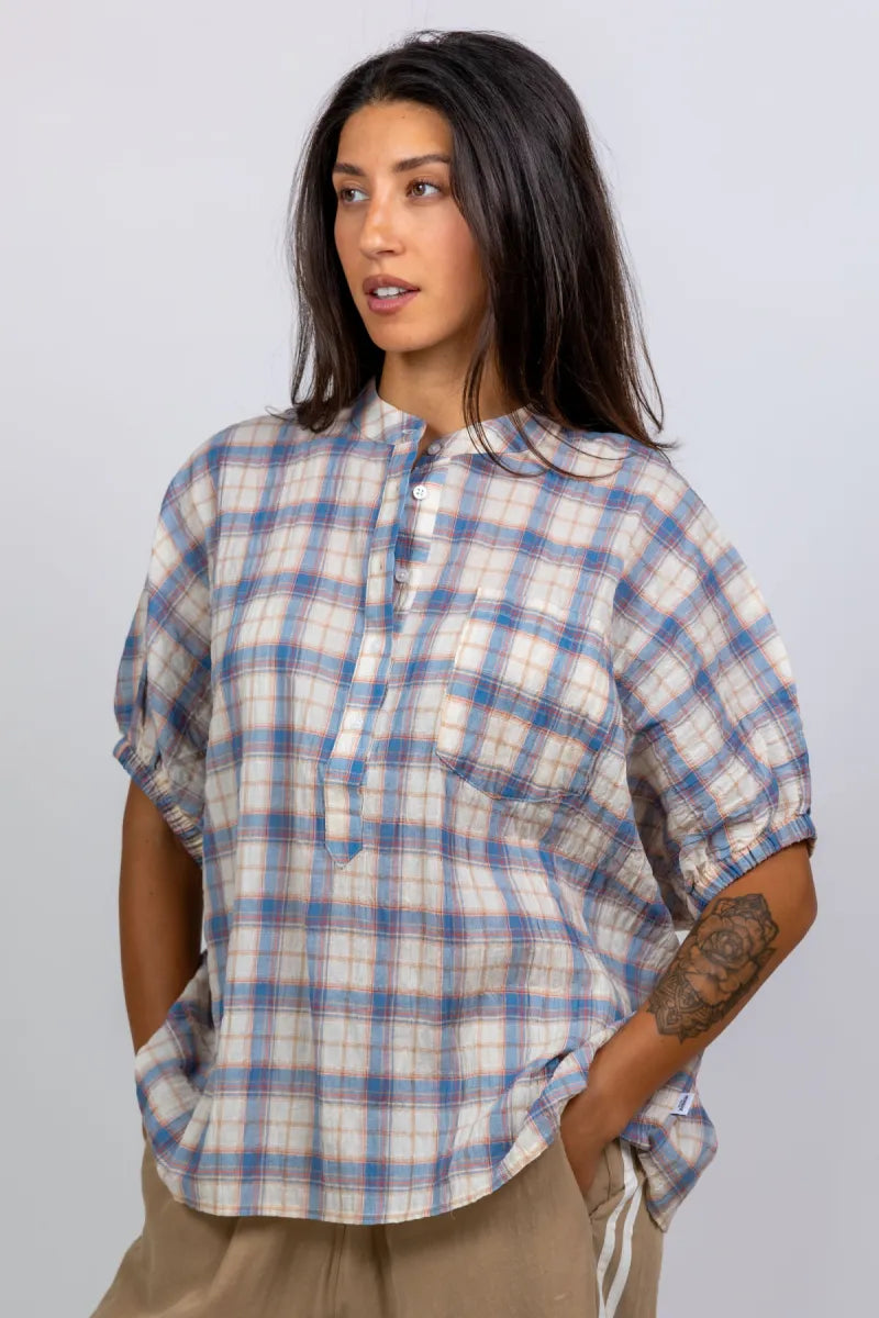 PENN & INK PENN & INK S26F1822 PENN & INK S26F1822 Blouse met ruitpatroon - Bleu