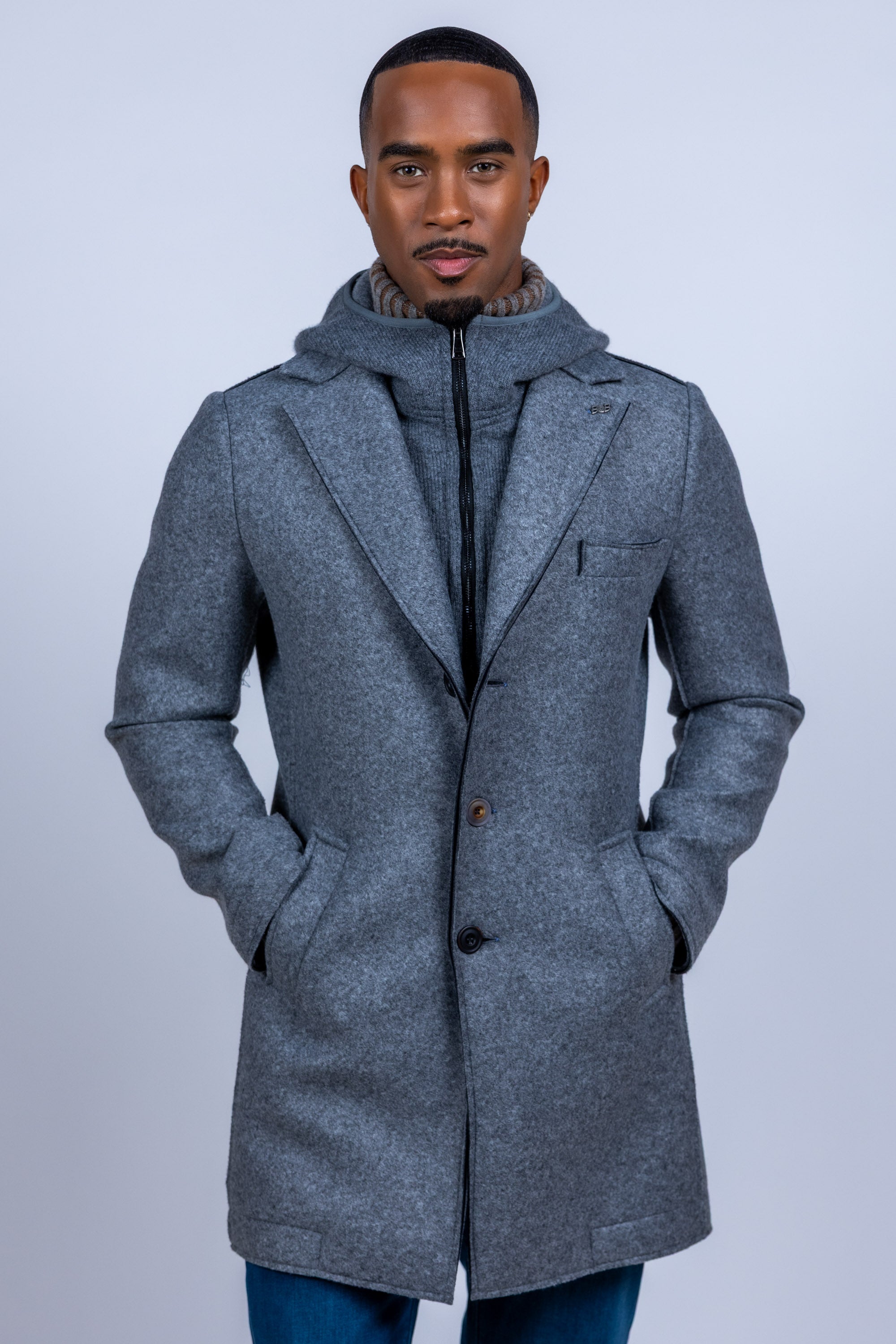 Mantel met knopen - Lichtgrijs