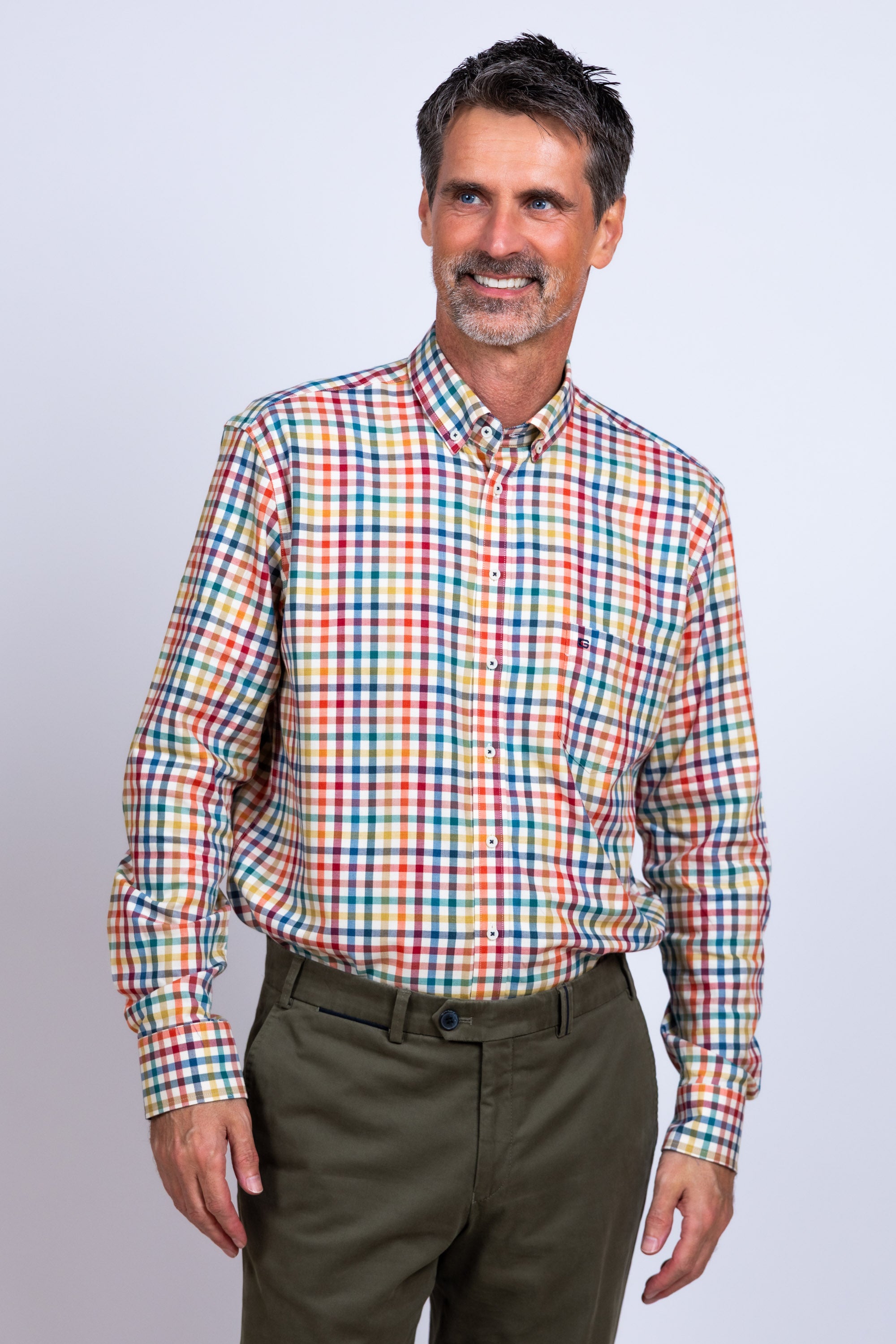 Overhemd met ruit - Gebrand oranje