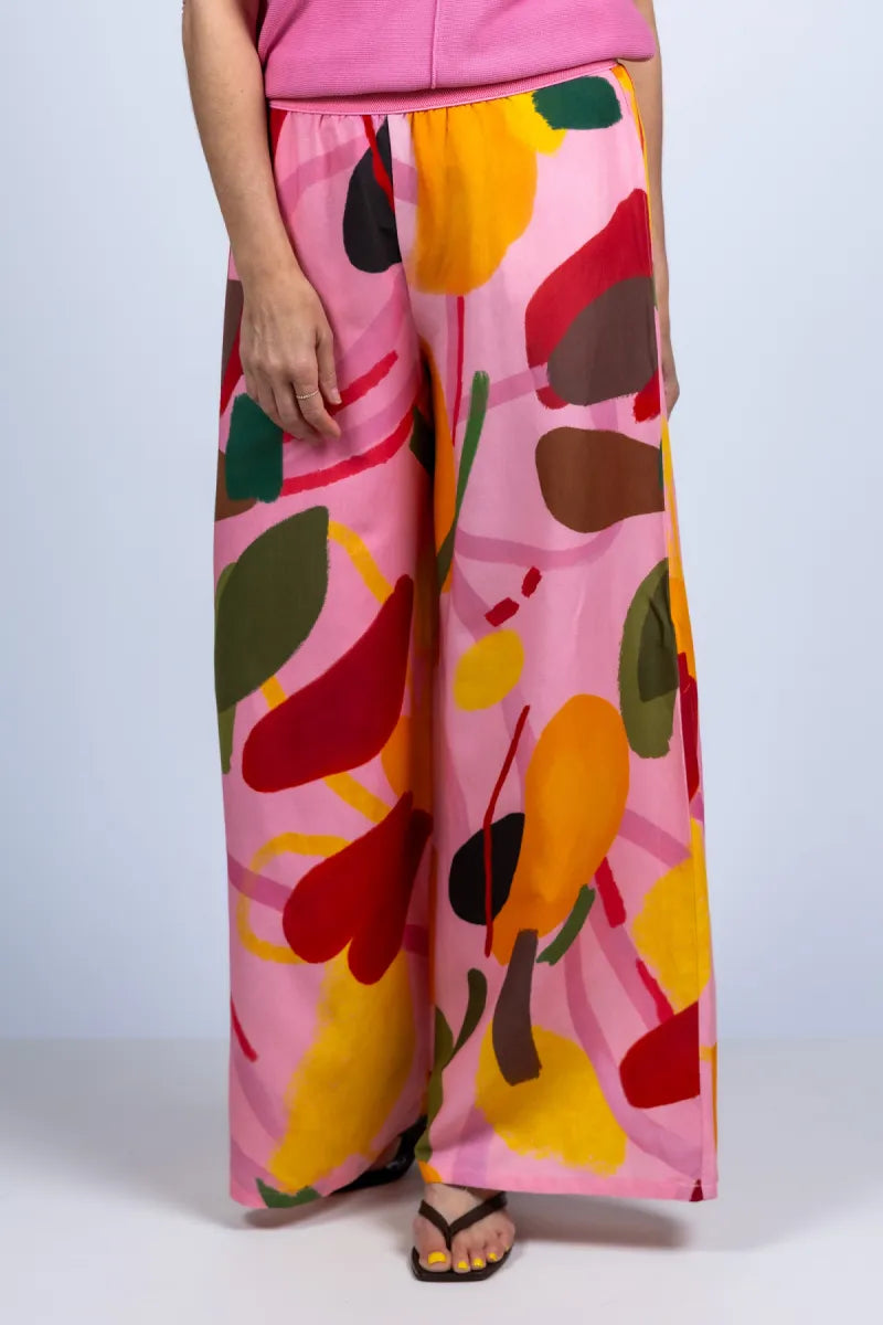 CAROLINE BISS CAROLINE BISS 3554 CAROLINE BISS 3554 Wijde broek met print - Roze