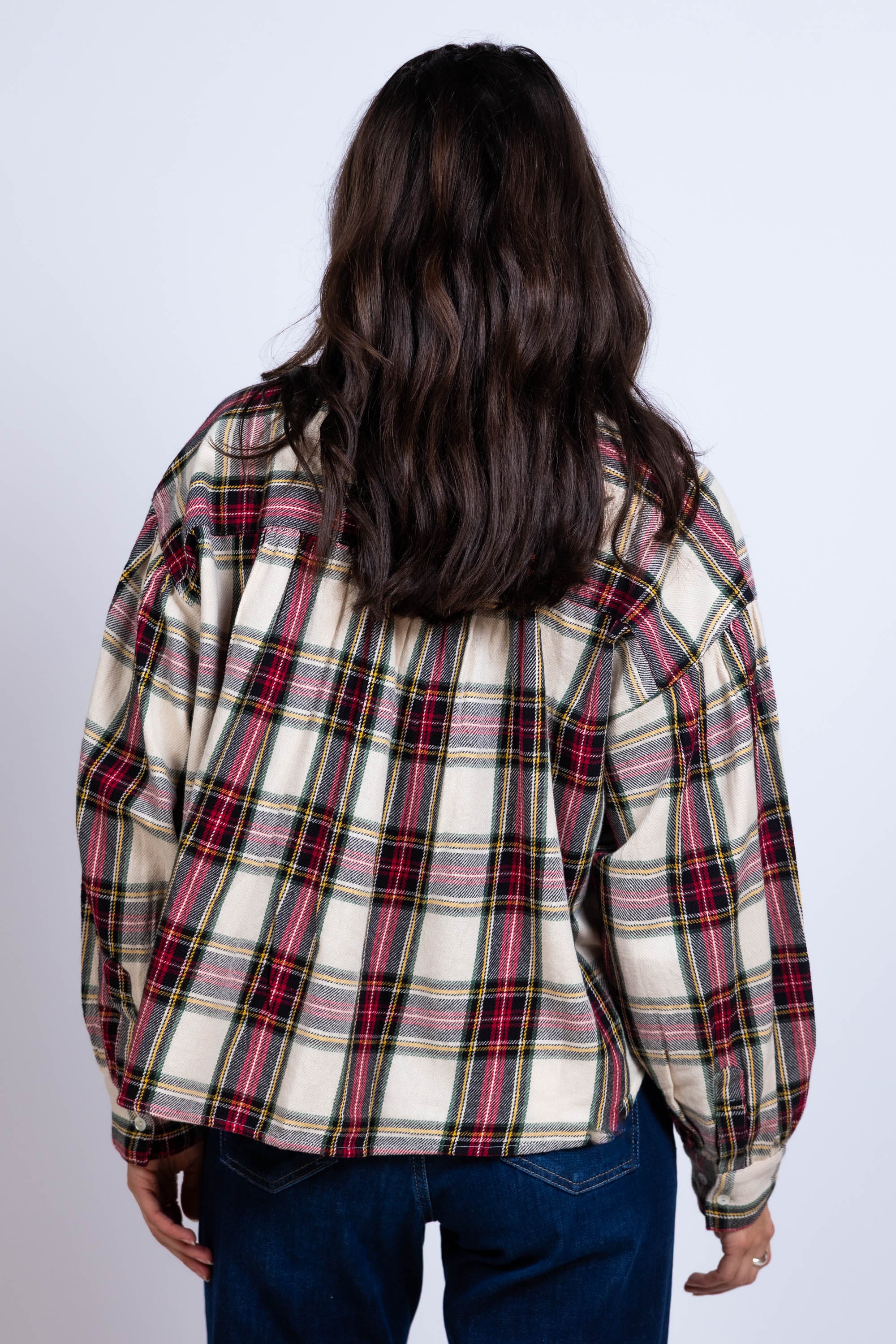 Blouse met ruiten - Ecru