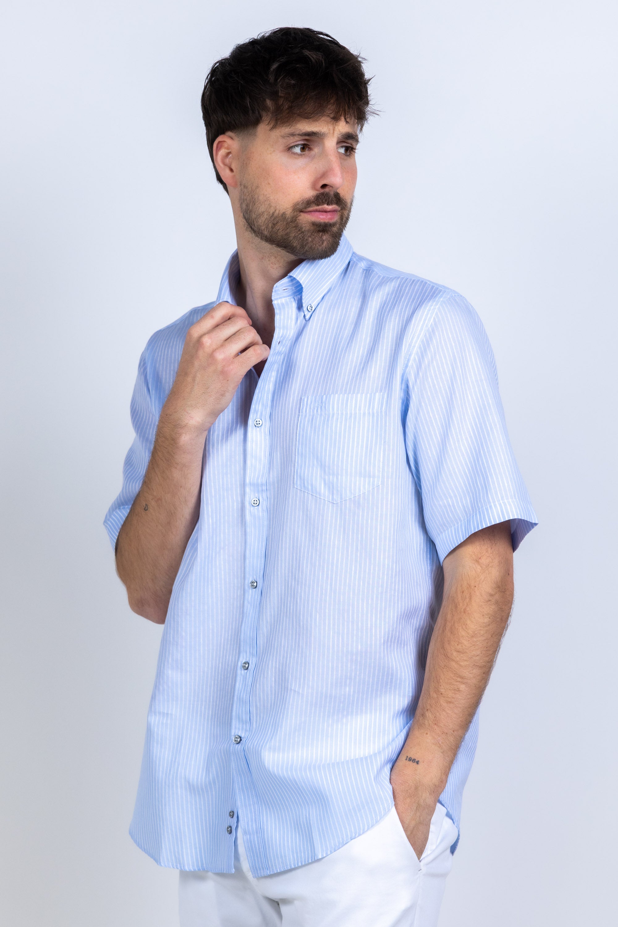 Overhemd met strepen - Bleu