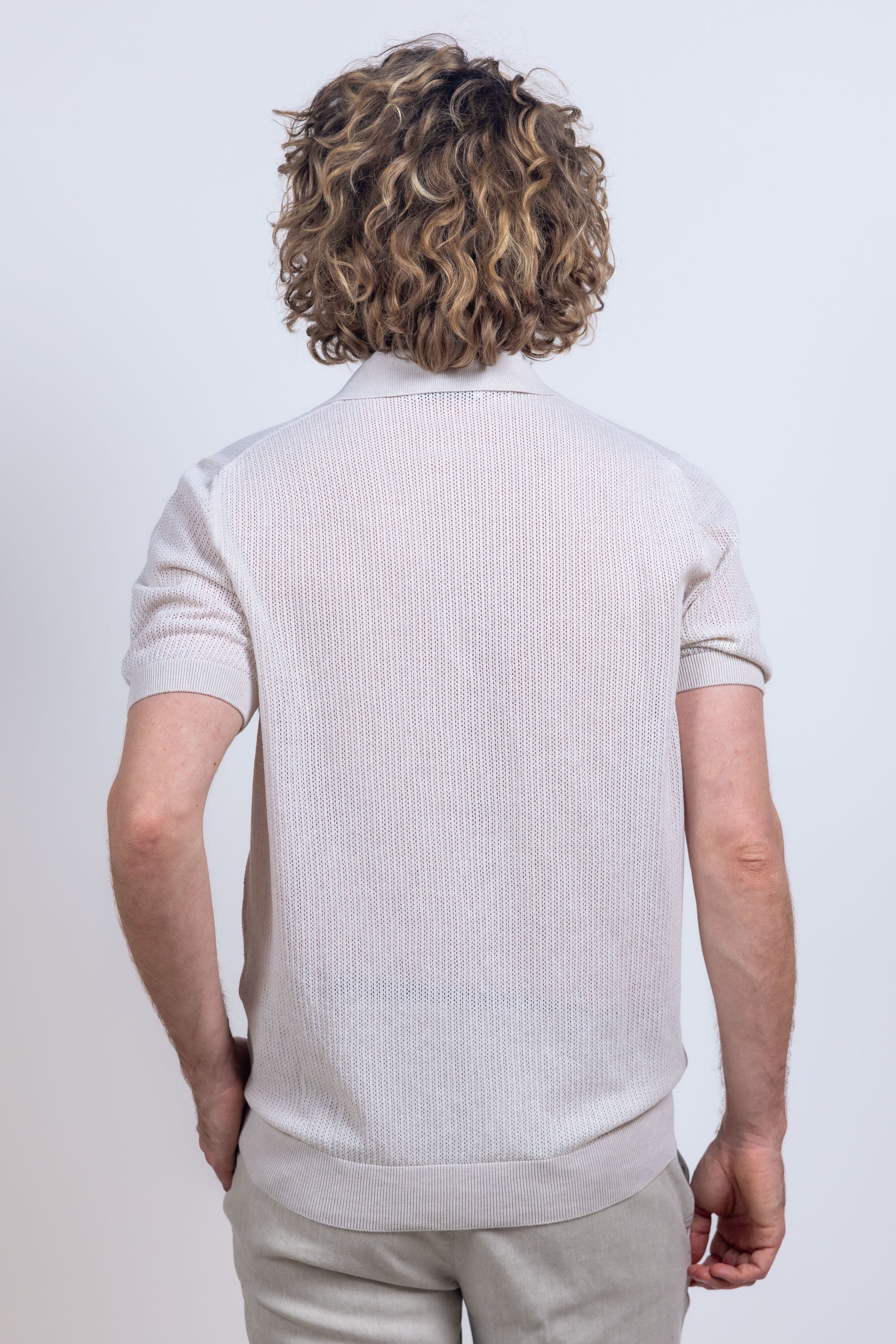 Gebreid shirt met knopen - Beige