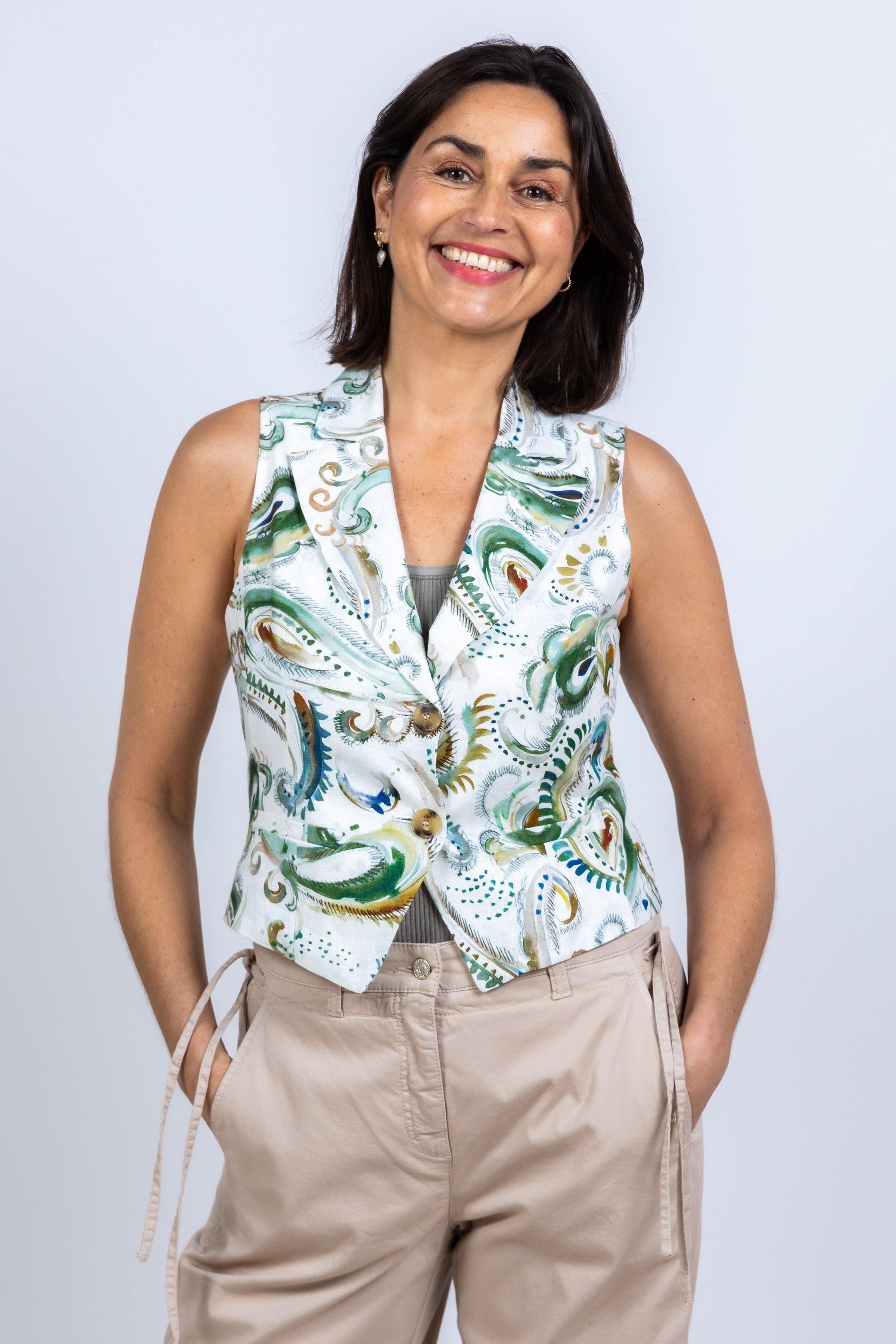 Gilet met print - Ecru