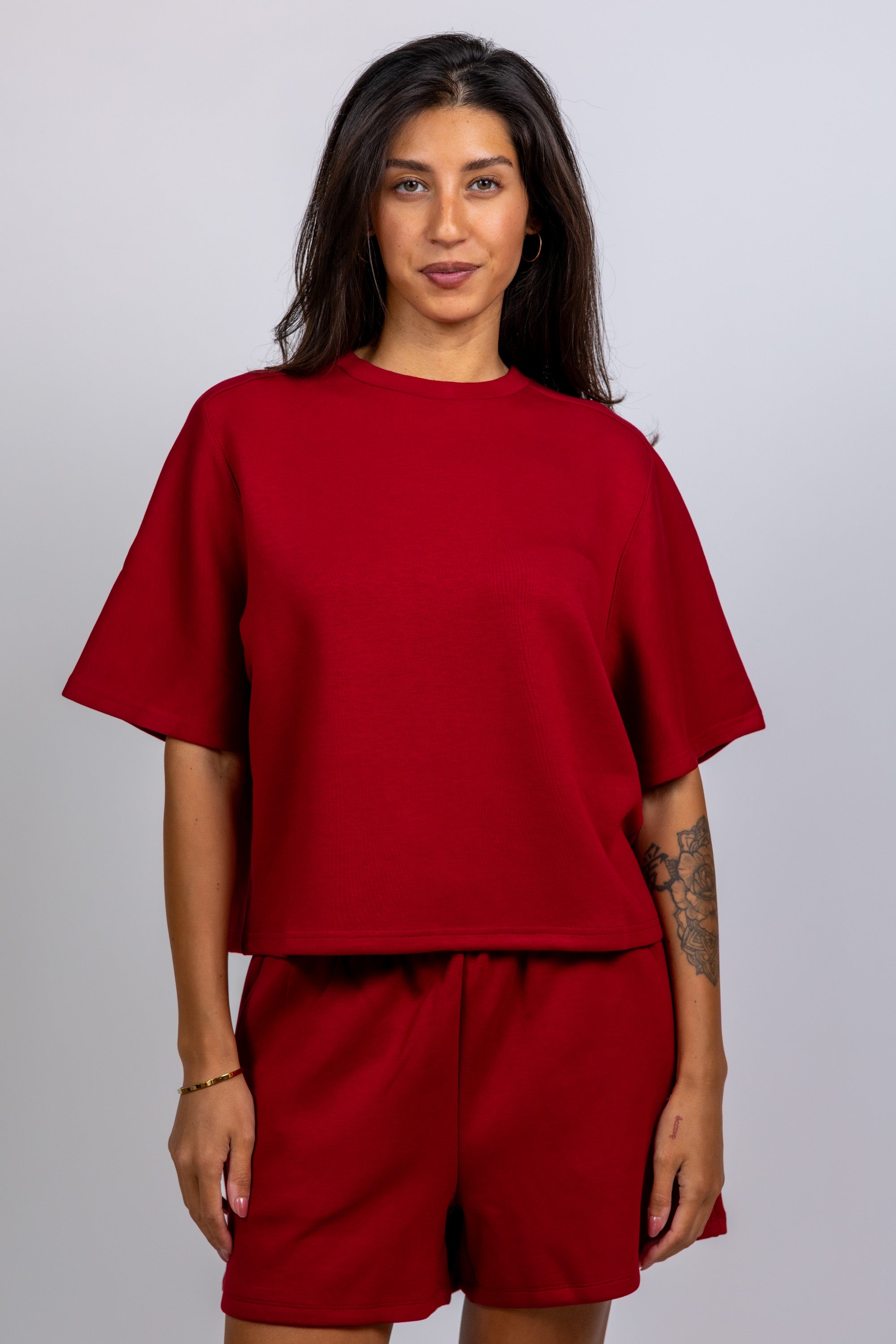 T-shirt met korte mouwen - Donkerbordeaux