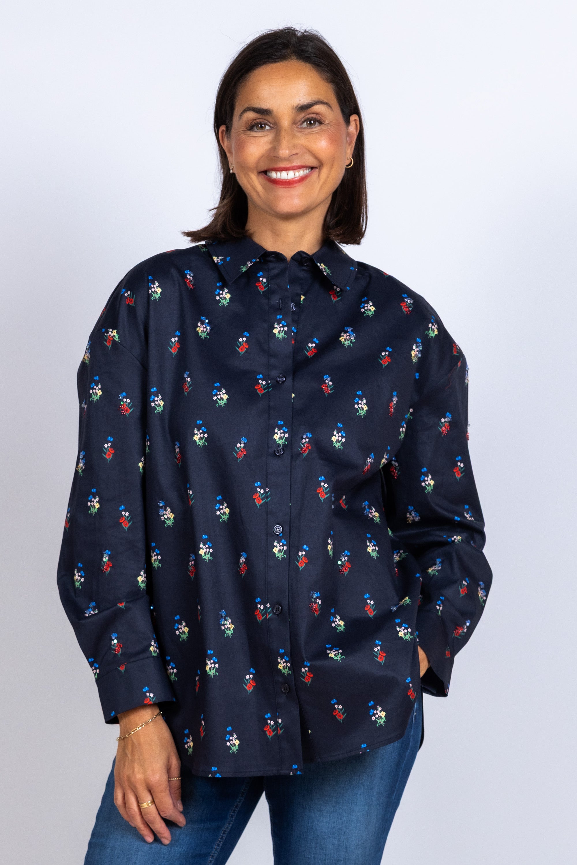 Blouse met print - Marine