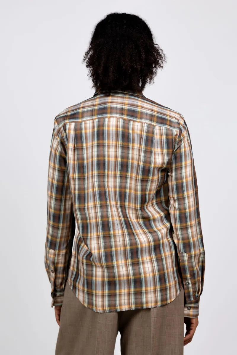 SEMICOUTURE SEMICOUTURE Y6WQ02 Ruitblouse met strik - Bruin