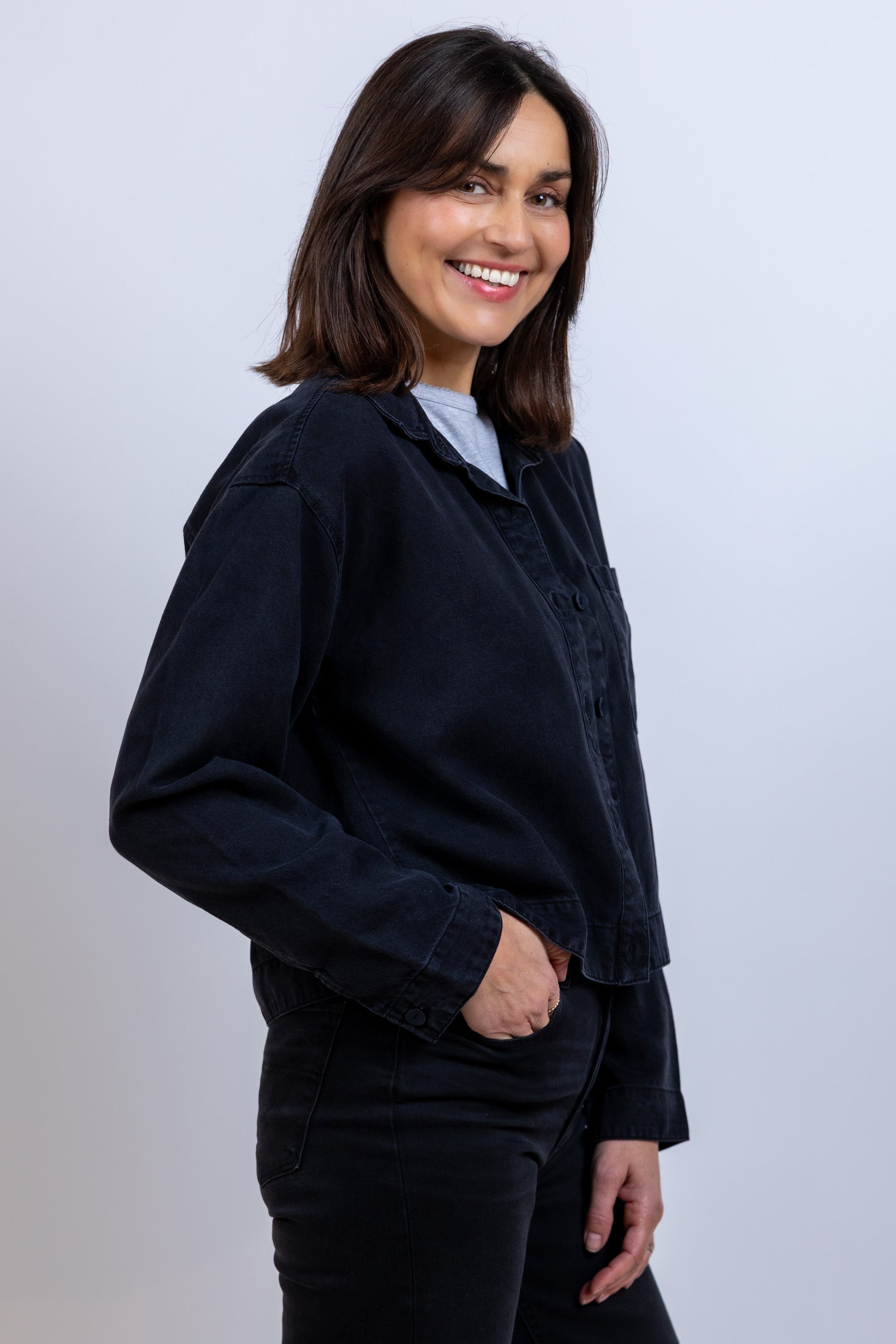Jasje met knopen - Black denim