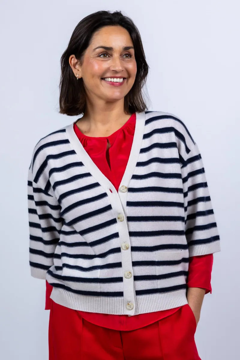 LUISA CERANO LUISA CERANO 438161-5871 Vest met strepen - Ecru