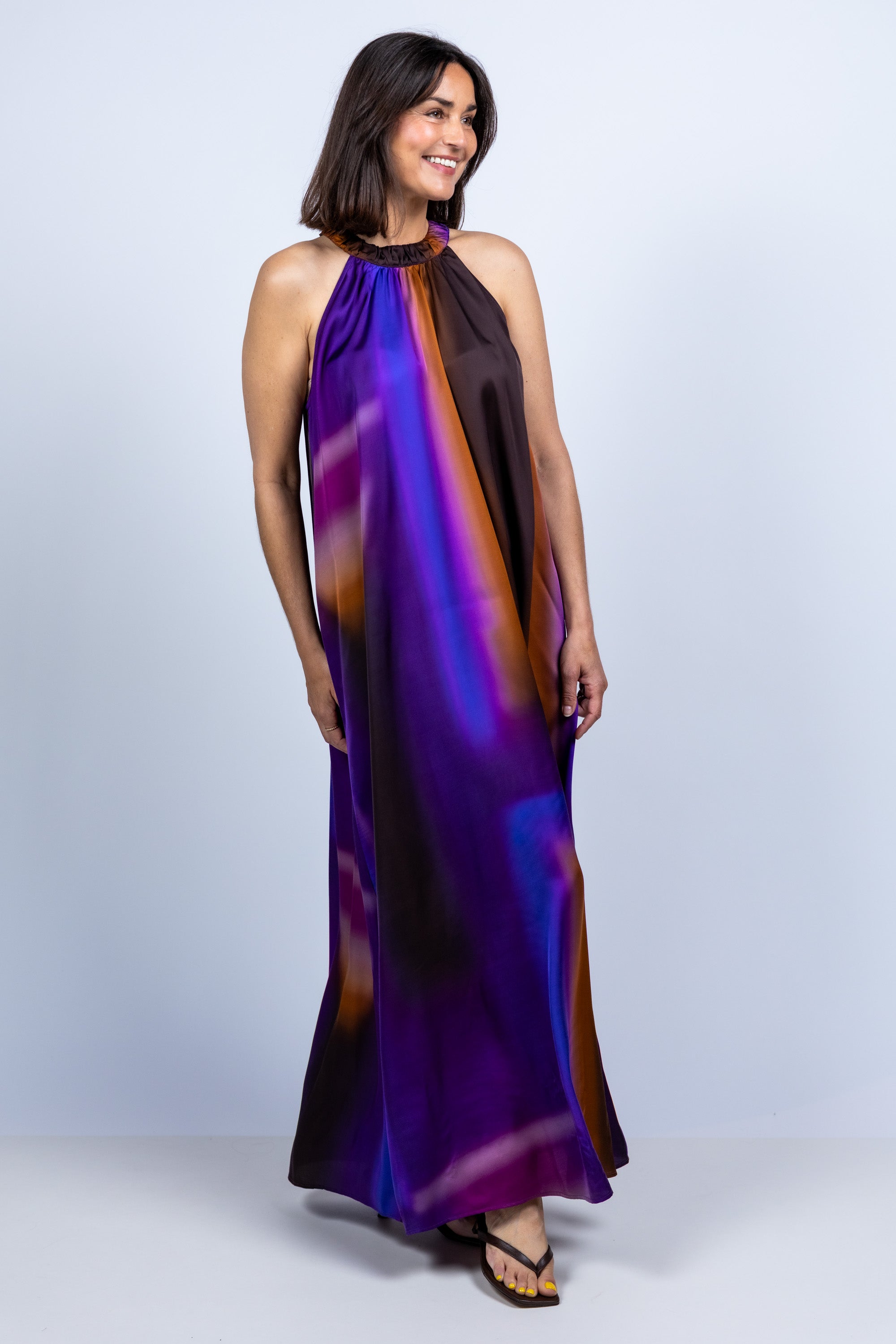 Maxi jurk met halter - Paars