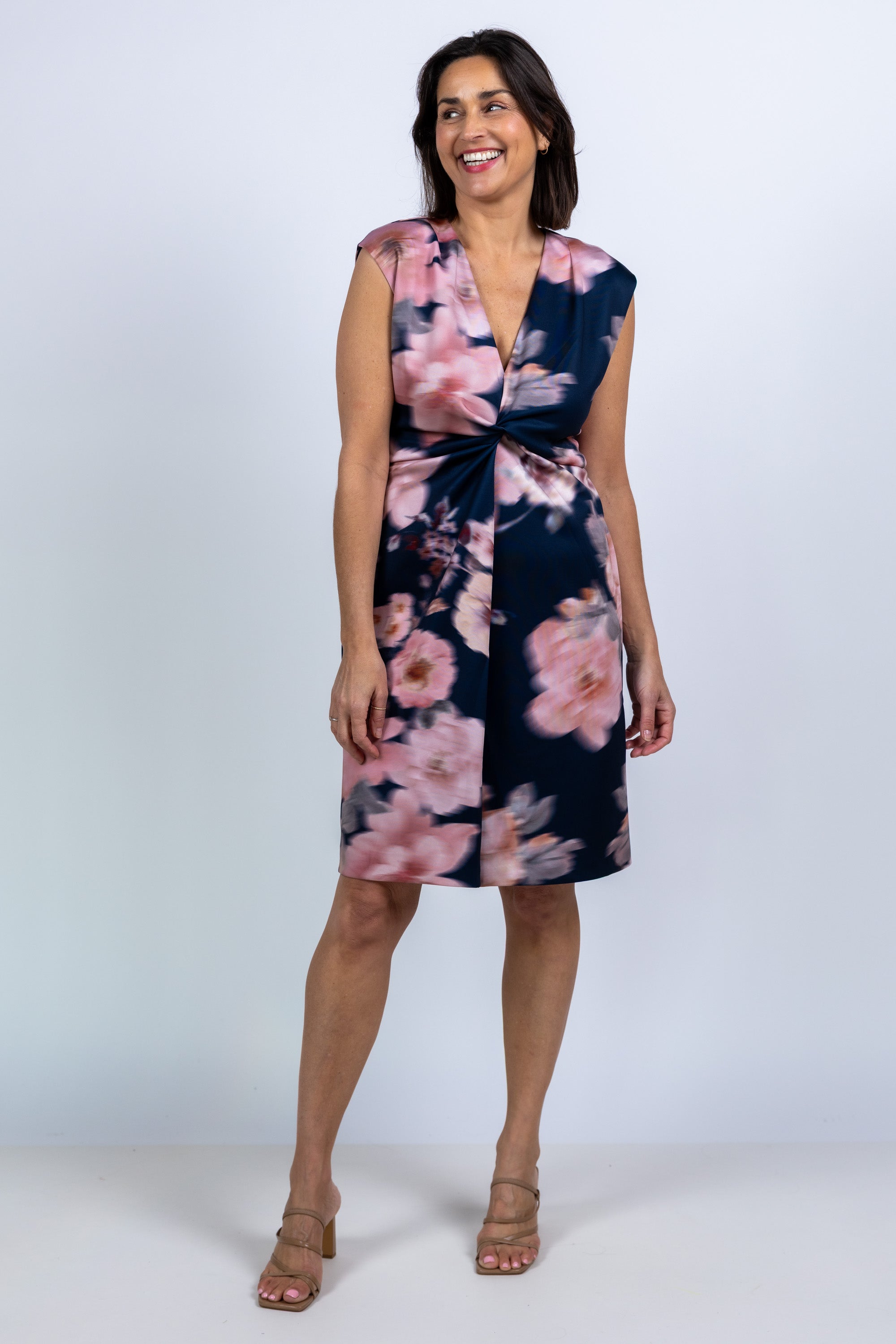 Jurk met knoopdetail - Marine