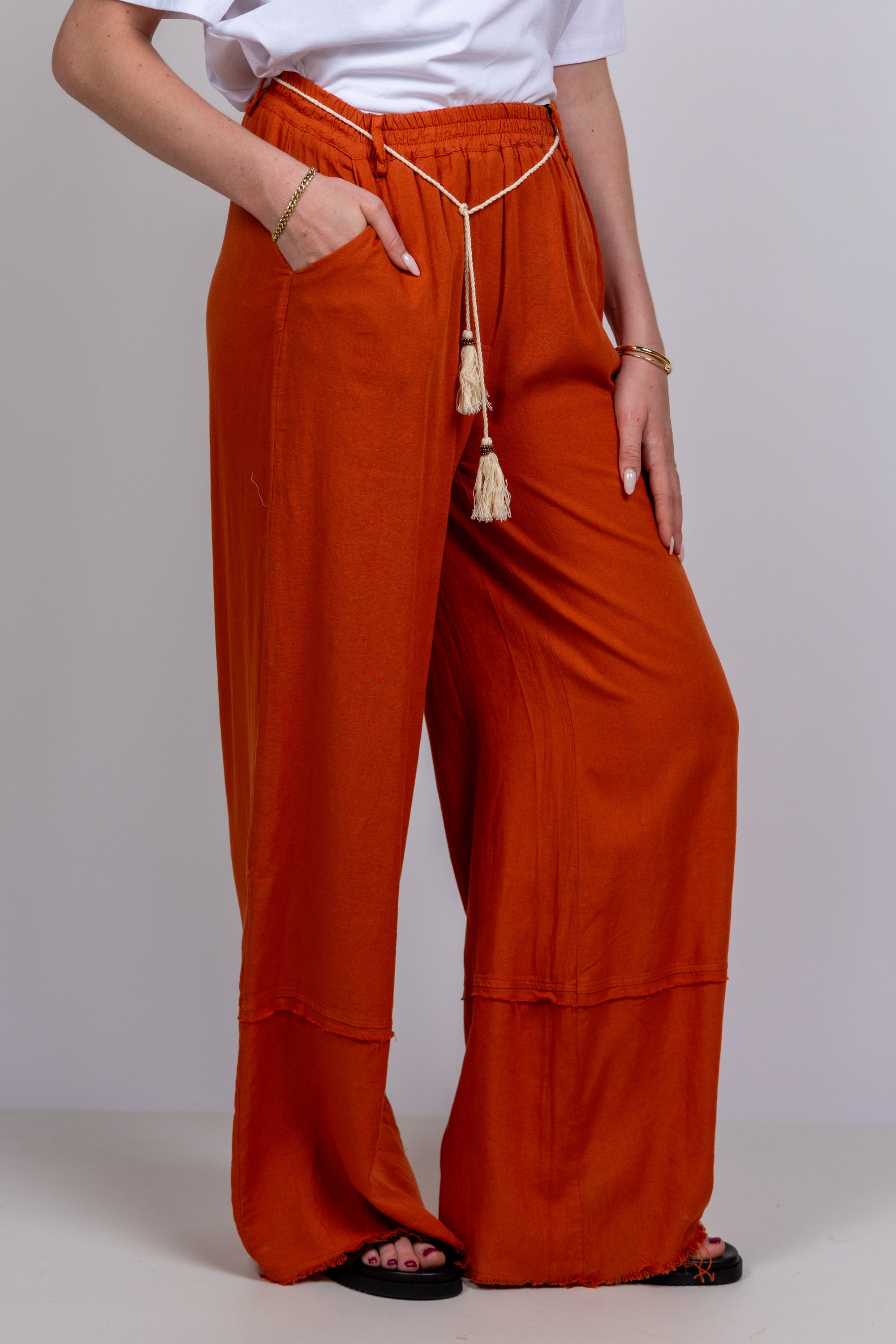 Wijde broek - Gebrand oranje